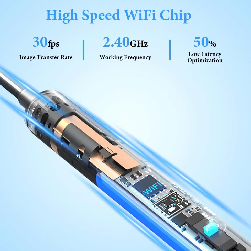 ACWOO Otoskop endoskop, Otoskop cyfrowy, endoskop do uszu, aparat uszy 1296P WIFI oczyszczacz uszu z 6 diodami LED, 4,5 mm HD endoskop ucha, zestaw do czyszczenia uszu dla iOS i Androida (czarny)