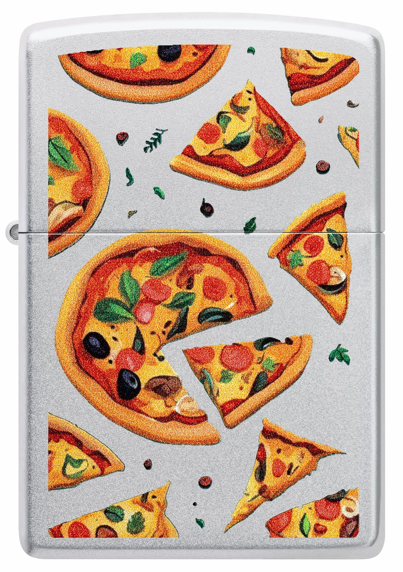 Zippo Pizza Zapalniczka Sztormowa, Wielokrotnego Użytku, Wiatroodporna, Satynowy Chrom, Pudełko na Prezent