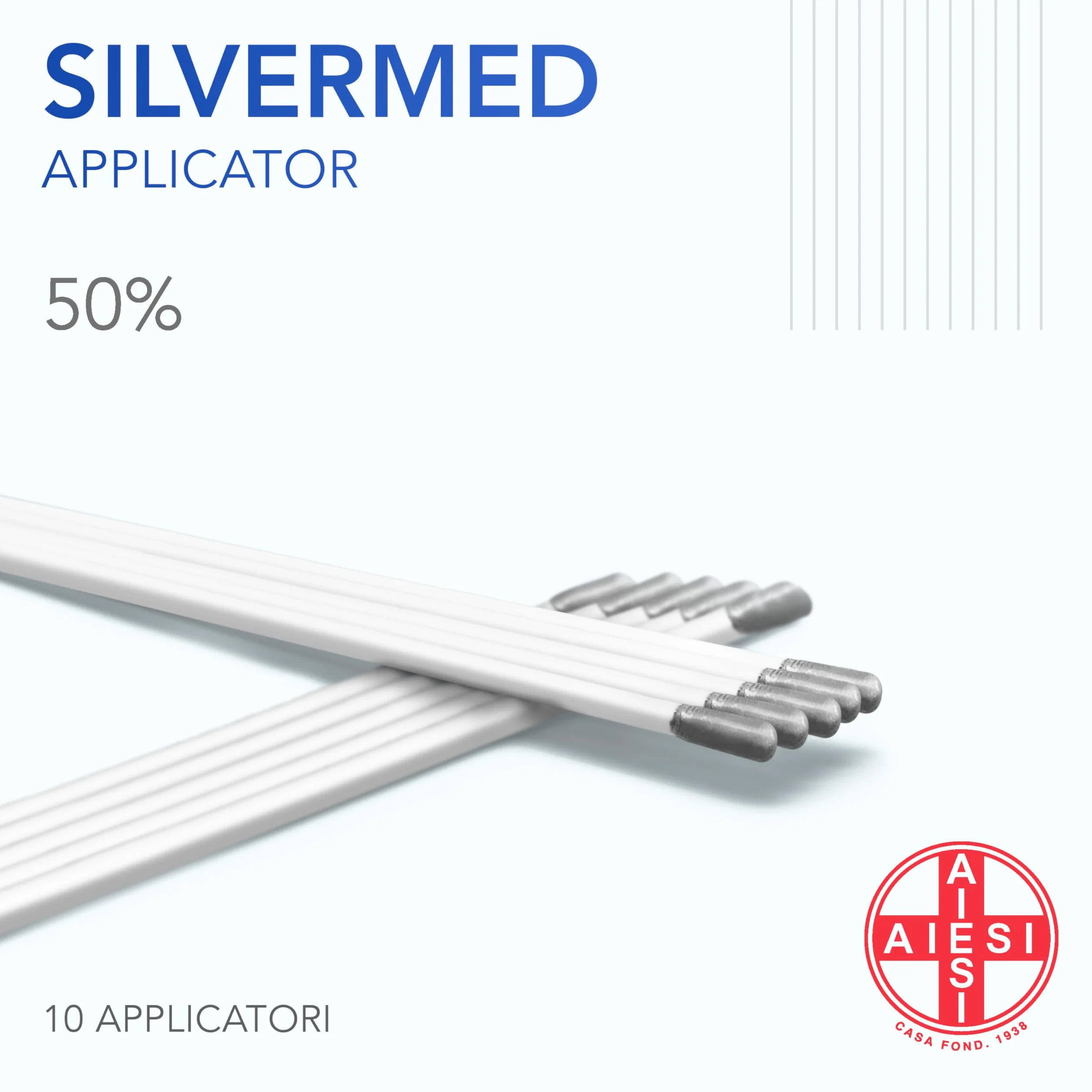AIESI Pałeczki z azotanu srebra 50% SILVERMED 50 do leczenia brodawek i nagniotków Opakowanie 10 aplikatorów