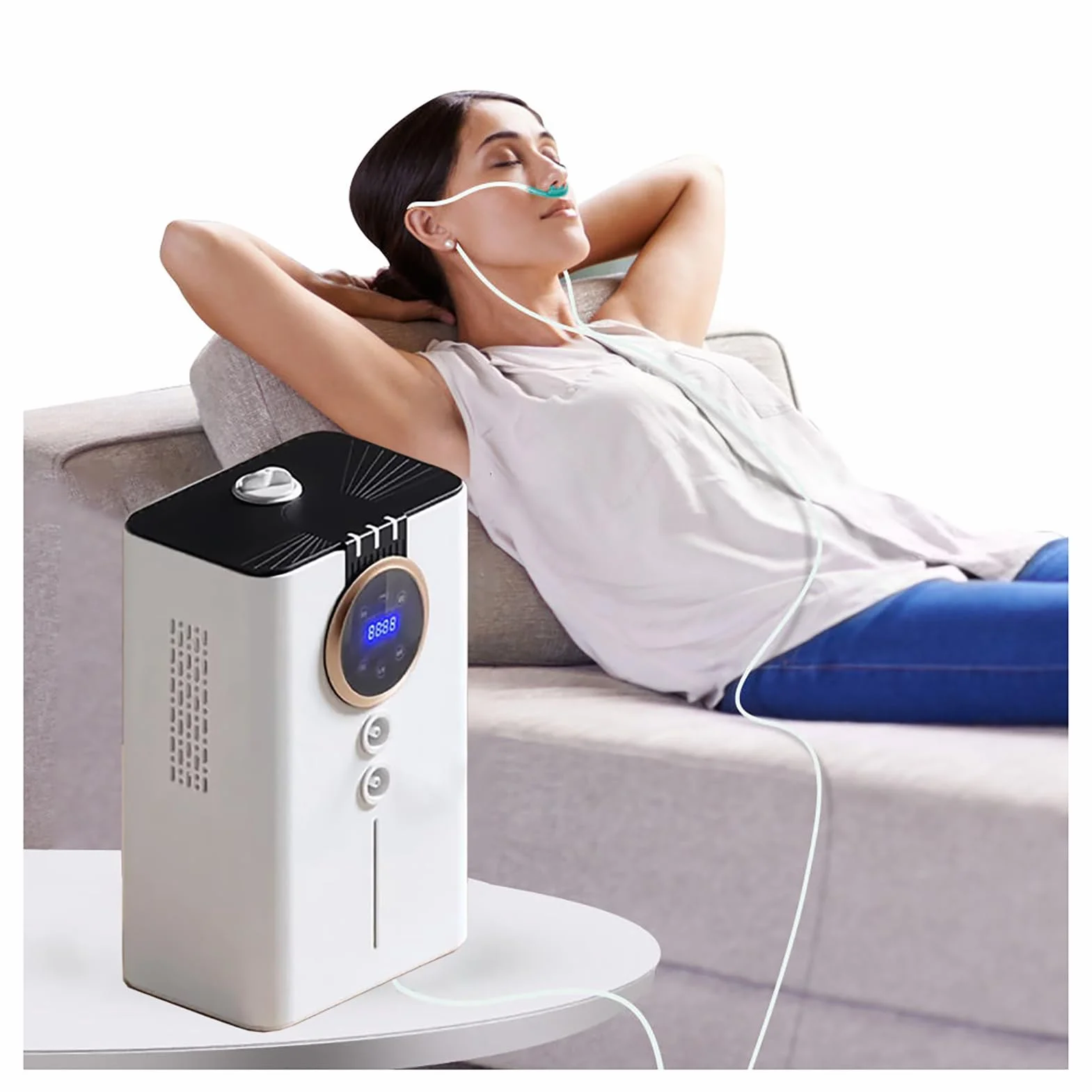 Przenośny inhalator wodorowy, inhalator z dwoma portami, gaz Browns o czystości 99,99%, regulowany przepływ, 6-godzinny timer, generator wody wodorowej PEM 900ml