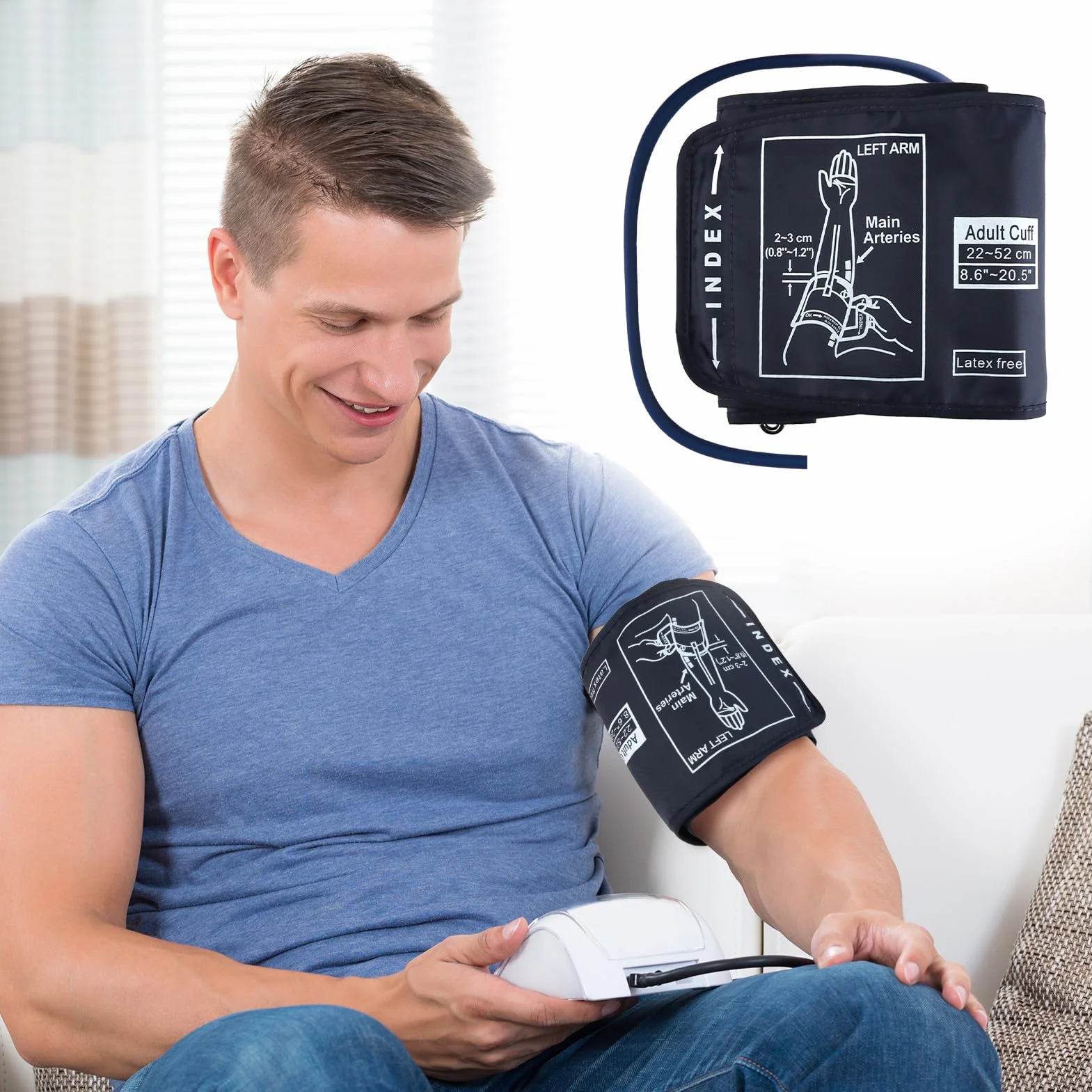 Mankiet do pomiaru ciśnienia krwi 22–52 cm, wymienny elektryczny, 6 złączy, kompatybilny z monitorami BP