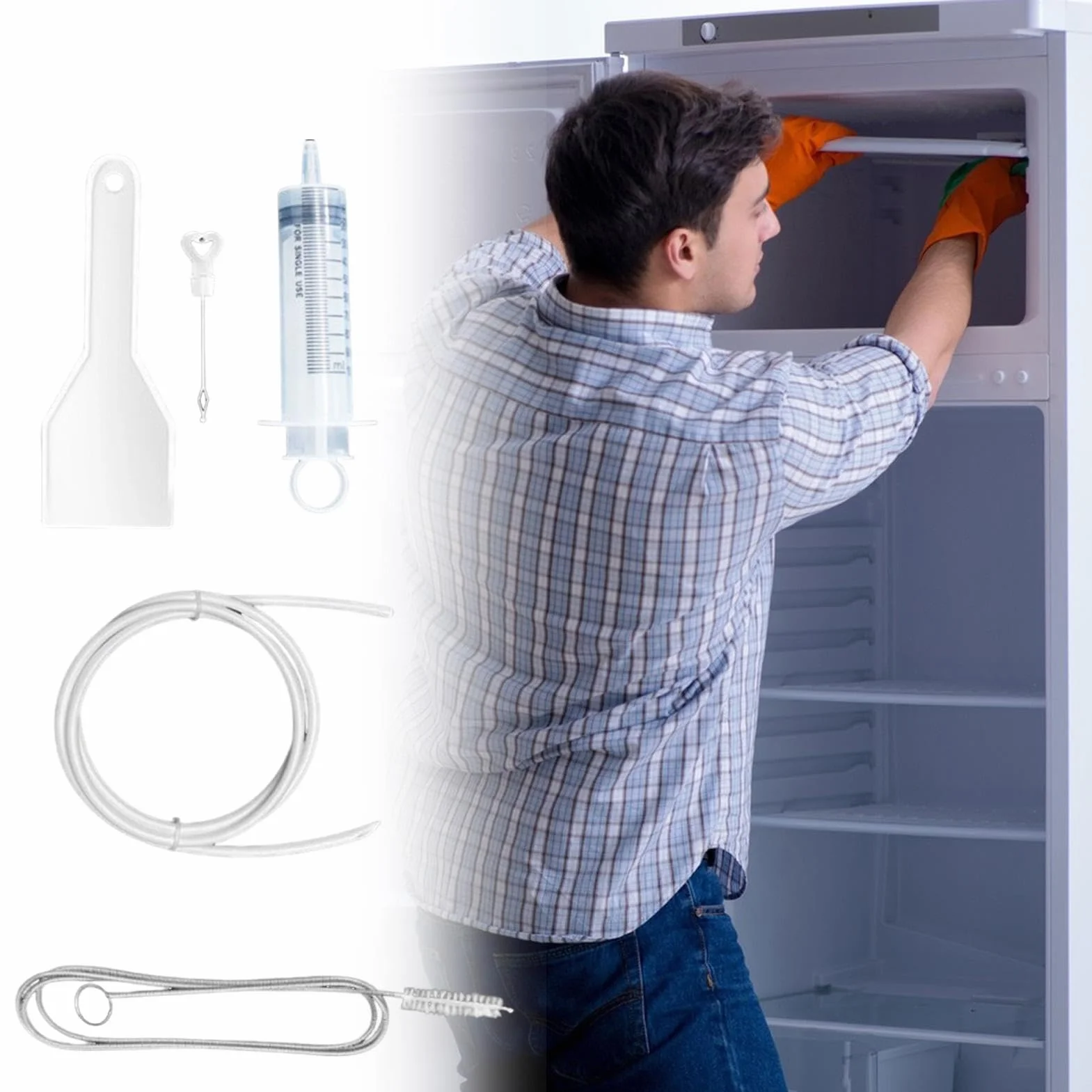 Refrigerator Drain Kit Fridge Cleaning Set Syringe Dredger Effective Tool