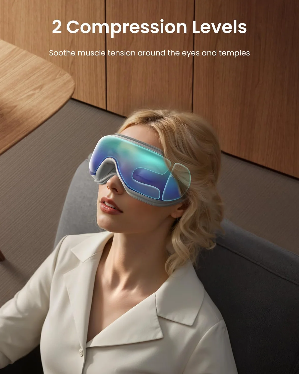 RENPHO Eyeris 1 masażer oczu z pilotem zdalnego sterowania ciepłem kompresja Bluetooth ładowalny
