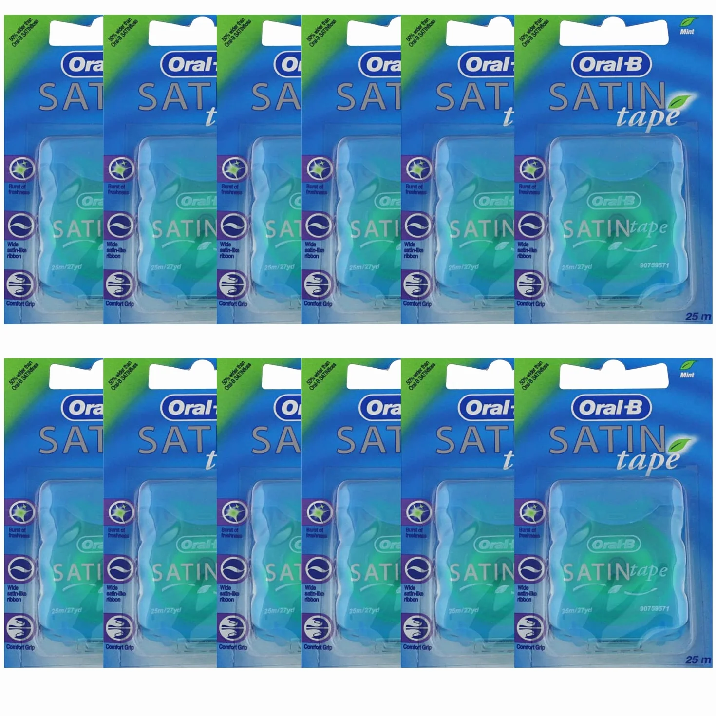 Oral-B Satin Tape miętowa nić dentystyczna 25 m, 12 sztuk