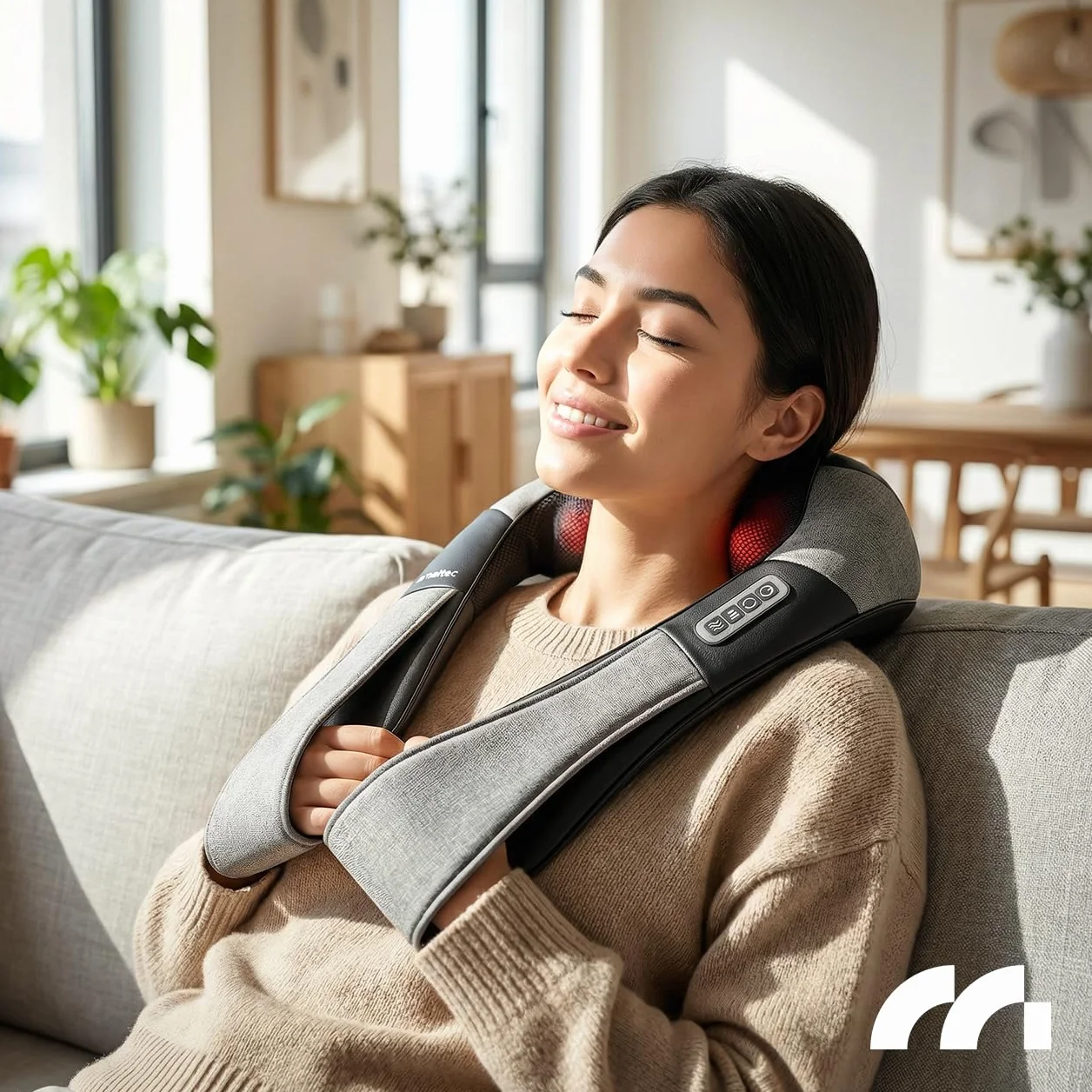 MalTec Masażer karku, pleców, karku, pas do masażu z funkcją rozgrzewania MAX-Comfy 2000, ergonomiczne wzornictwo