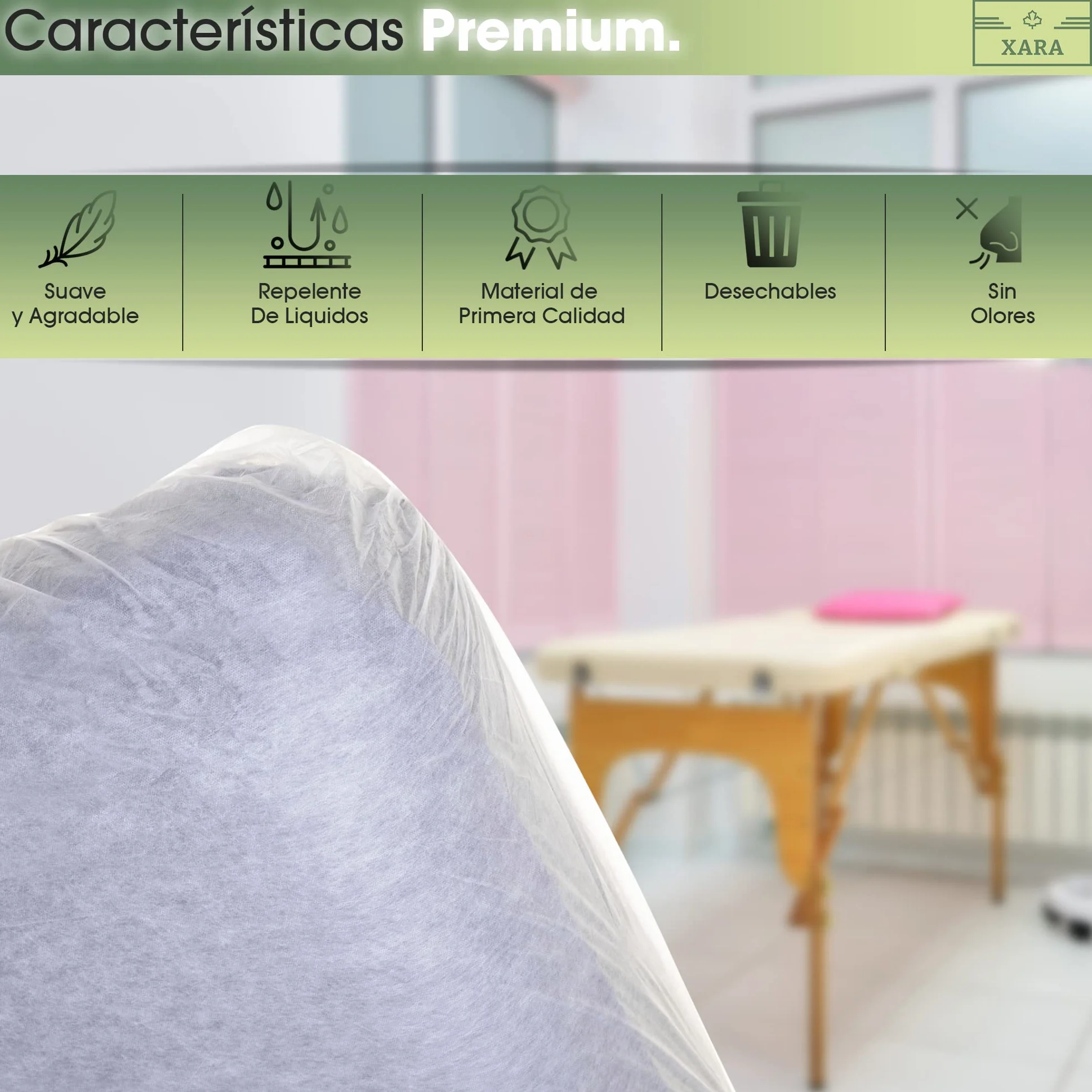 XARA Jednorazowe regulowane prześcieradła Nosze TNT 95x220cm - 20gr - Opakowanie 10 - Jednorazowe prześcieradła Nosze do masażu - Składany pokrowiec na stół w 100% nadaje się do recyklingu - Odpycha