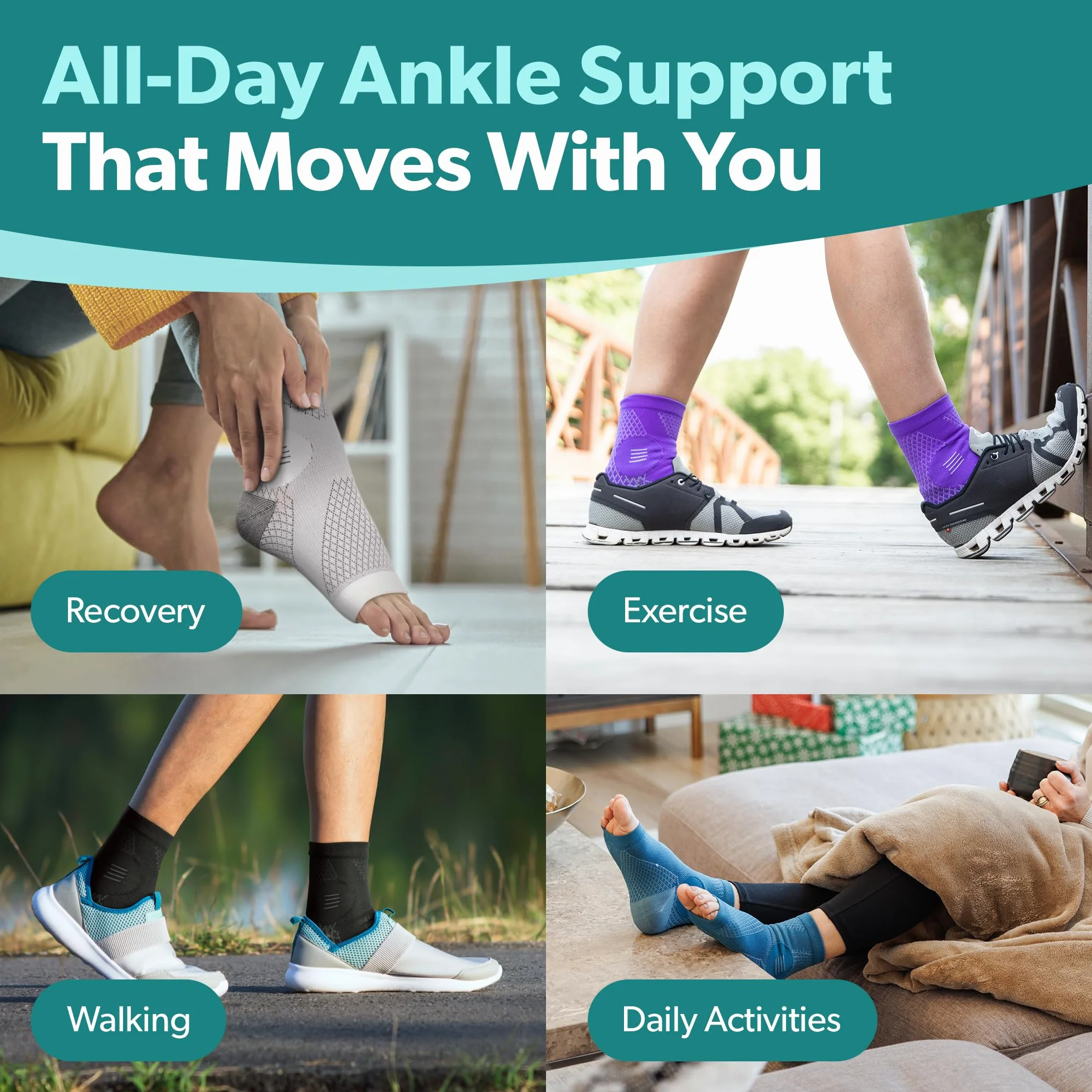BraceAbility skarpety z kompresją obwodowego zapalenia nerwów, bez palców, XL