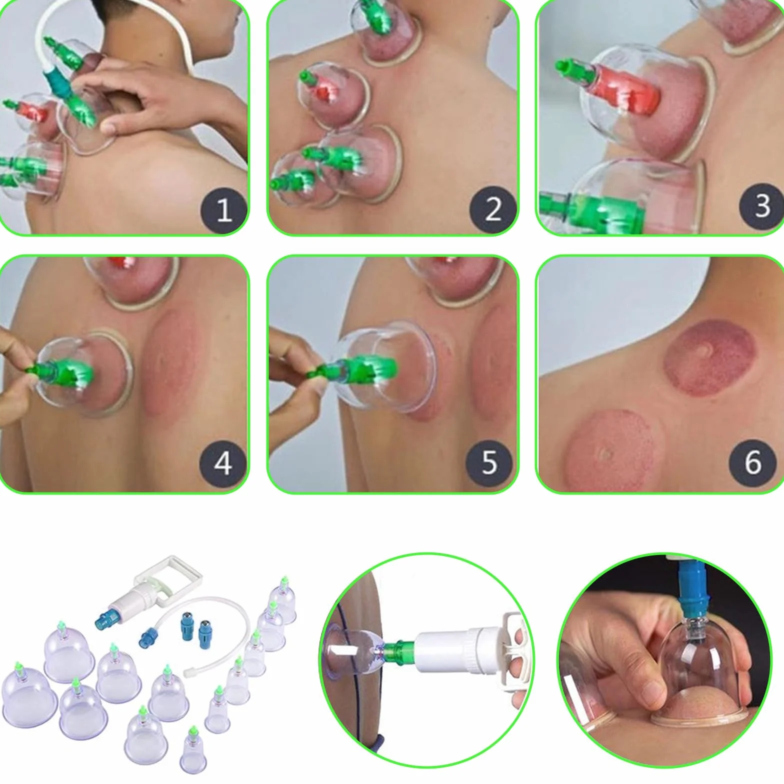 Zestaw bańek Cupping Therapy: 12 sztuk bańek z pompą próżniową, bańki z uchwytem pompki i rurką przedłużającą, zestaw bańek do terapii całego ciała