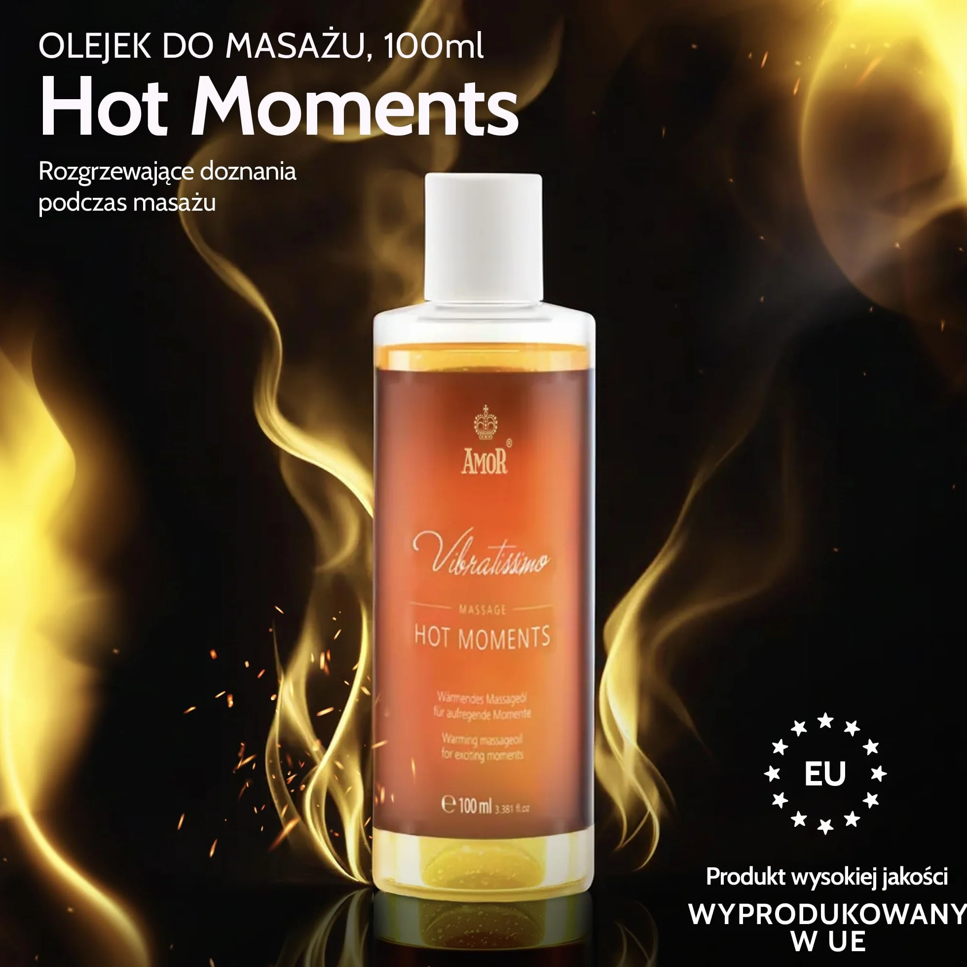 „Hot Moments” Vibratissimo – rozgrzewający, kojący olejek do masażu, olejek do masażu erotycznego, 100 ml