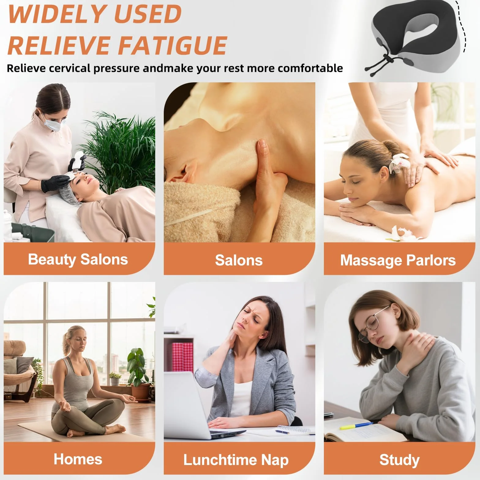 Poduszka do masażu głowy, zagłówek do masażu, regulowana poduszka na twarz w kształcie litery U, do łóżka, salonu, spa, łóżka do masażu