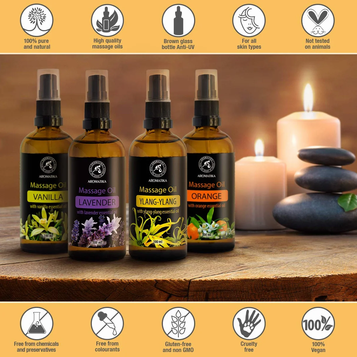 Lavender Massage Oil 100ml - 100% Natural Lavender Body Massage Oil - Natural Cosmetics - De-Stress - Good Sleep - Calming - Skin Care - Beauty - Body Massage - Soft Relaxing Aroma Oil