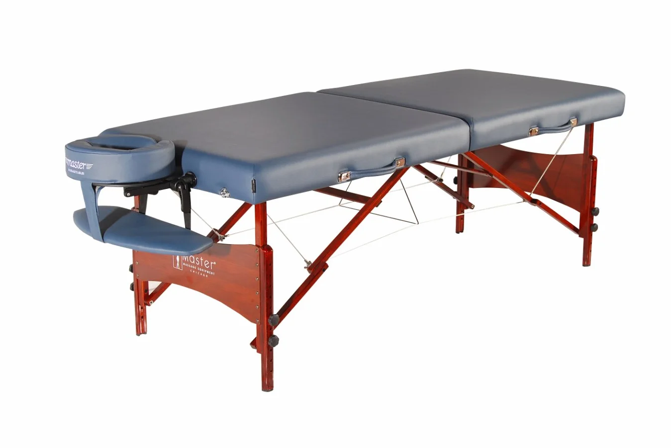 Master Massage Newport szerszy drewniany przenośny stół masaż składany rzęsy piękno fizjoterapia łóżko spa salon kanapa, barwiony, orzech, królewski niebieski, 71 cm