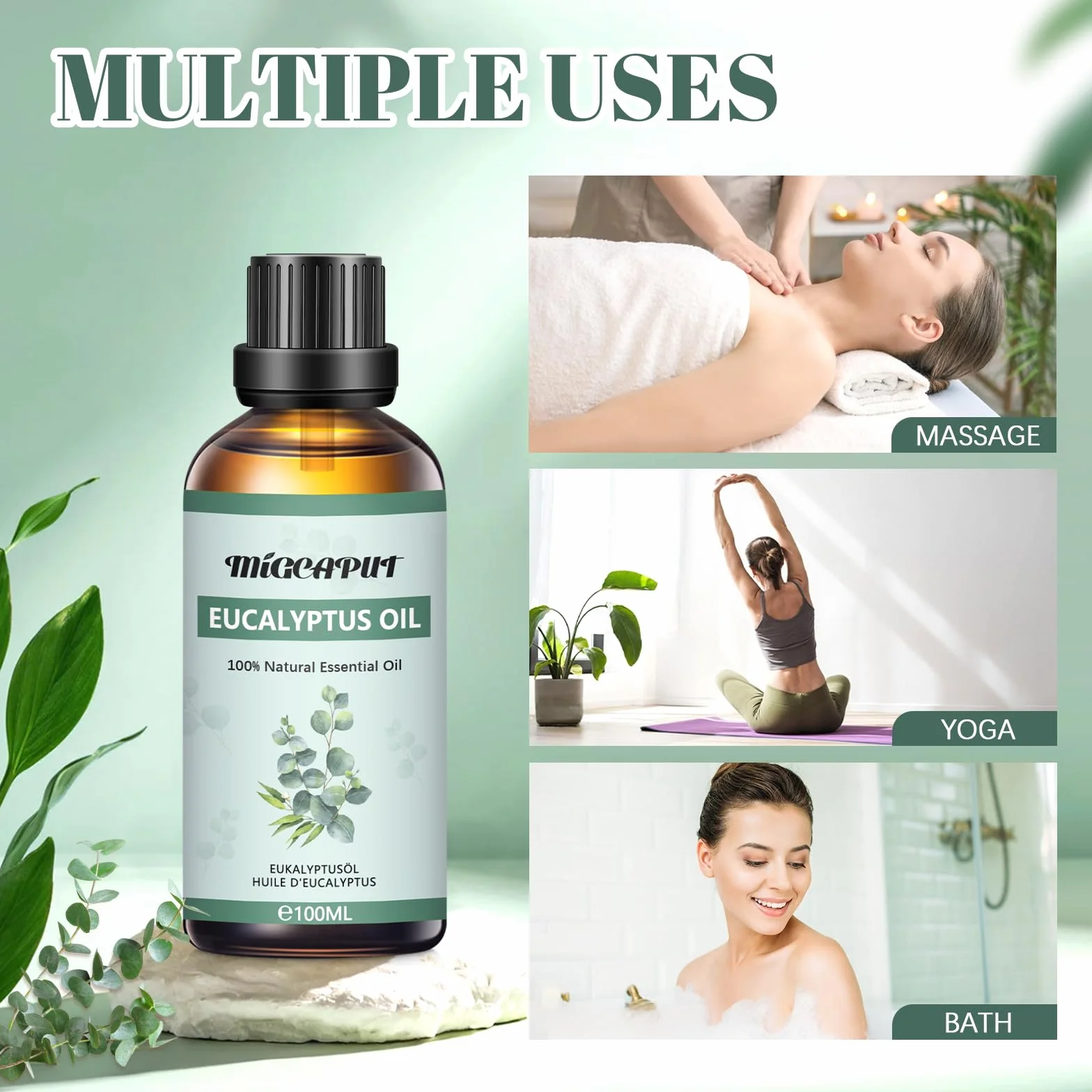 Olejek Eteryczny z Eukaliptusa 100ML Naturalny Aromaterapeutyczny do Dyfuzora SPA Masażu