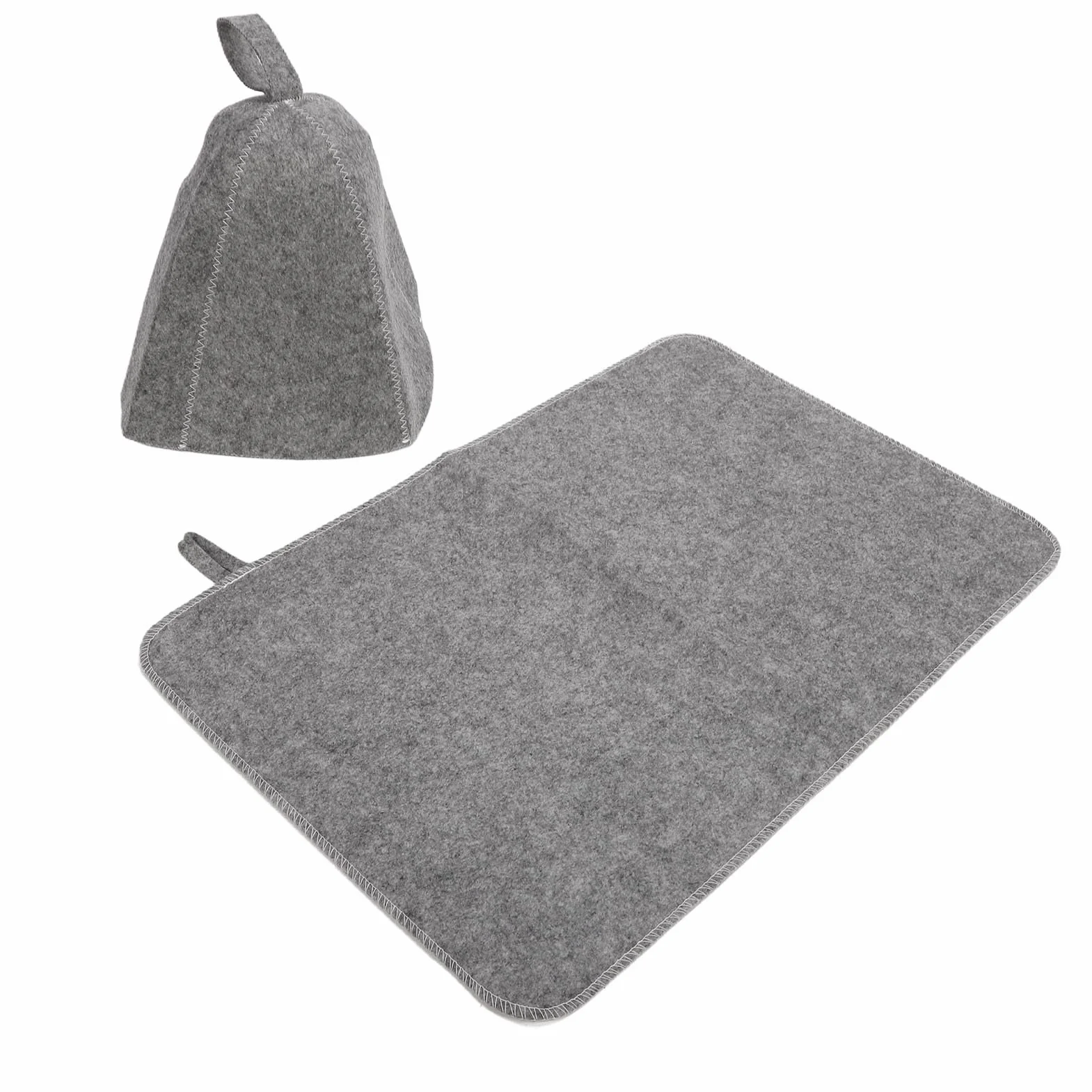 Sauna Filcowa Kapelusz Zestaw z Chłonnym podkładką do Kąpieli - Oddychające Akcesorium do Sesji Sauny - Unisex Portable Filc Hat & Pad dla Relaksu i Komfortu