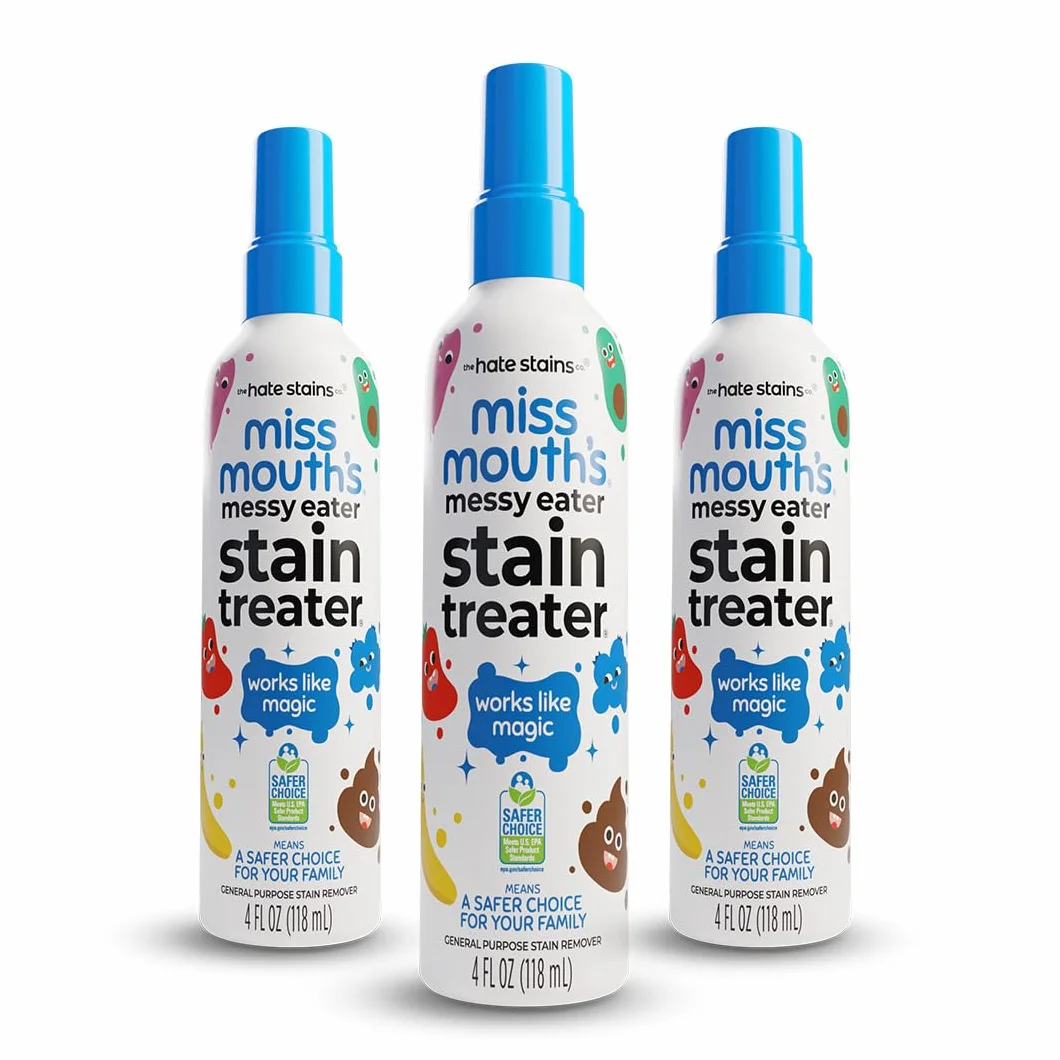 Miss Mouth's Hate Stains Co. Środek do usuwania plam z ubrań – nietoksyczny spray do usuwania plam z prania dla niemowląt i dzieci – środek do czyszczenia ubrań, tkanin, dywanów, 120 ml, 120 ml