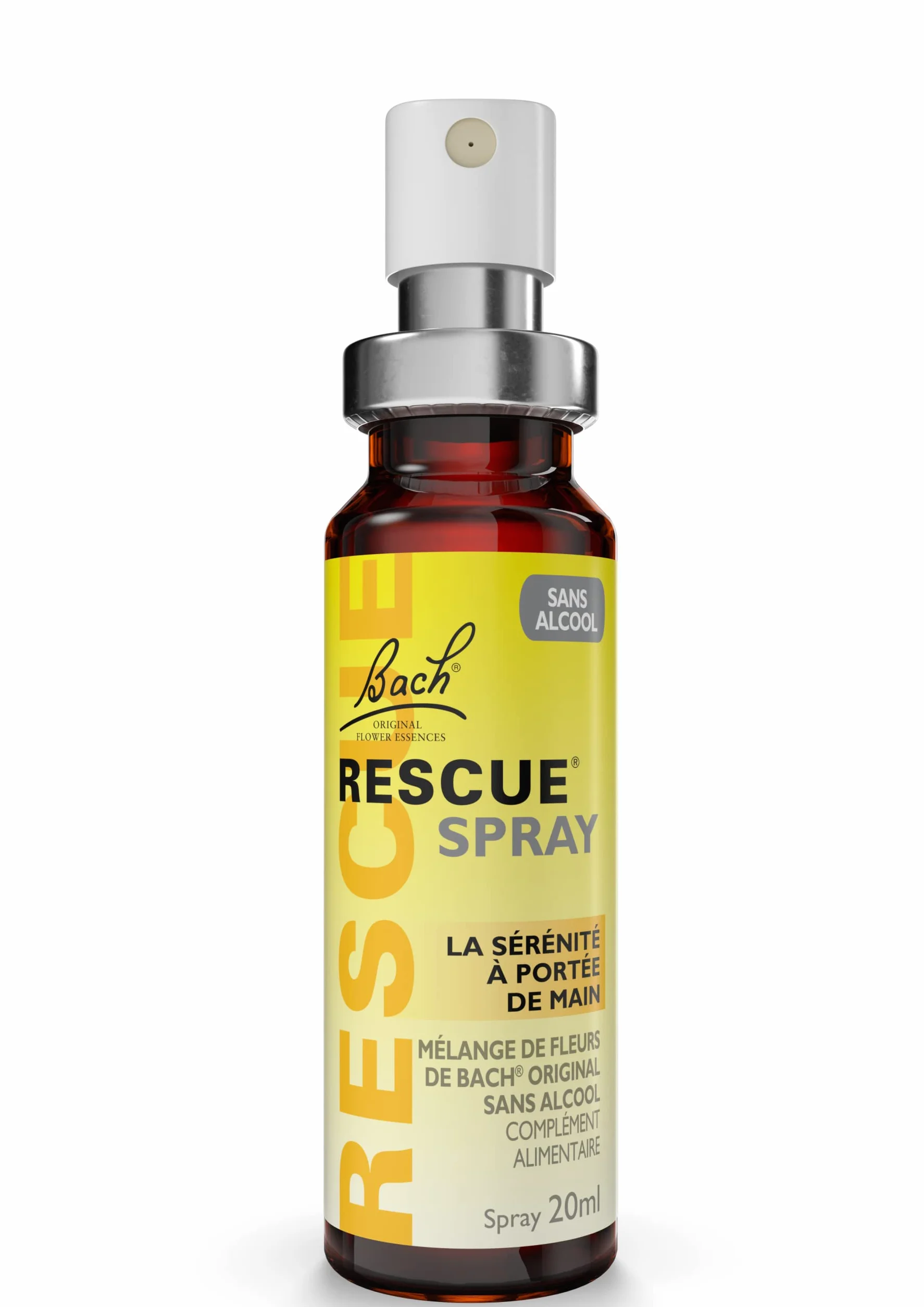 RESCUE - Bezalkoholowy spray Naturalne samopoczucie emocjonalne - Mieszanka 5 oryginalnych kwiatów Bacha - Idealny na codzienne stresy: podróże, egzaminy, spotkania, pracowity dzień - 20 ml