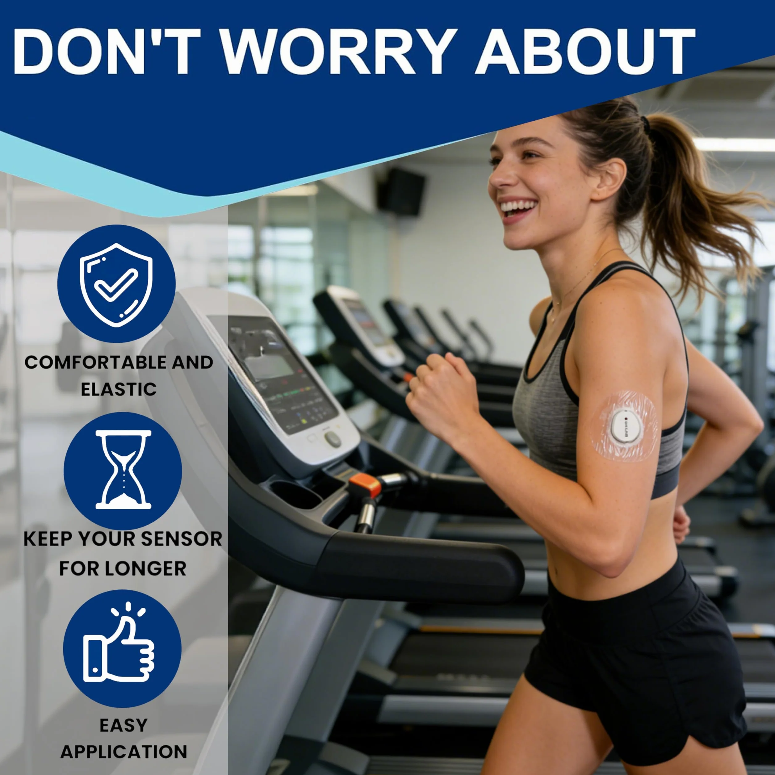 55sztuk Plastry Dexcom G7, wodoodpornych plastrów do Dexcom G7, bezklejowa czujnika w środkowej części, 10-dniowa przyczepność plastrów,oddychające i przyjazne dla skóry plastry mocujące.