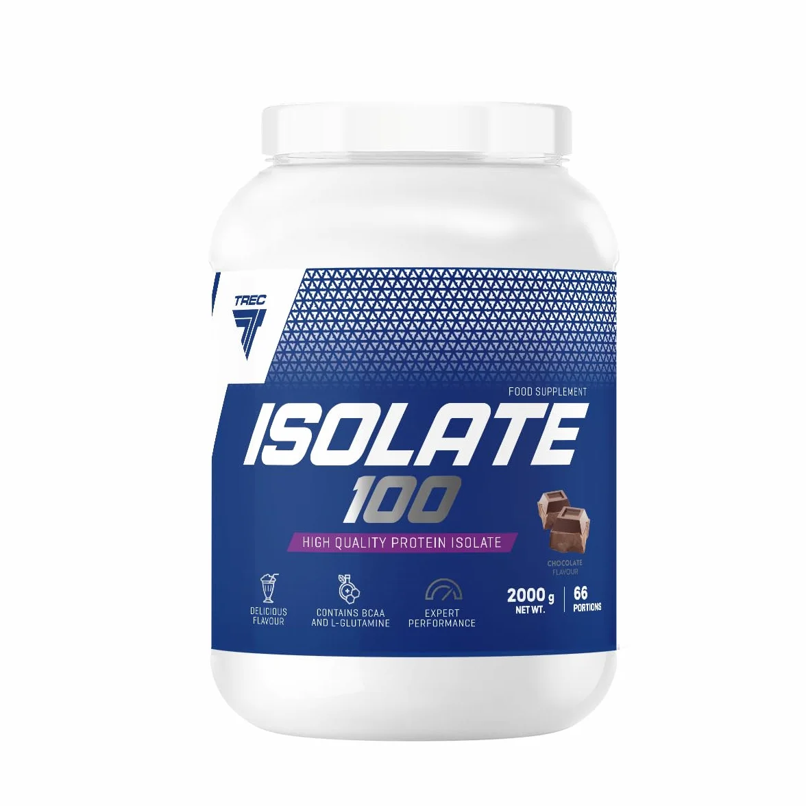 Trec Nutrition ISOLATE 100 2000 g JAR CHOCOLATE CFM izolat białka serwatkowego
