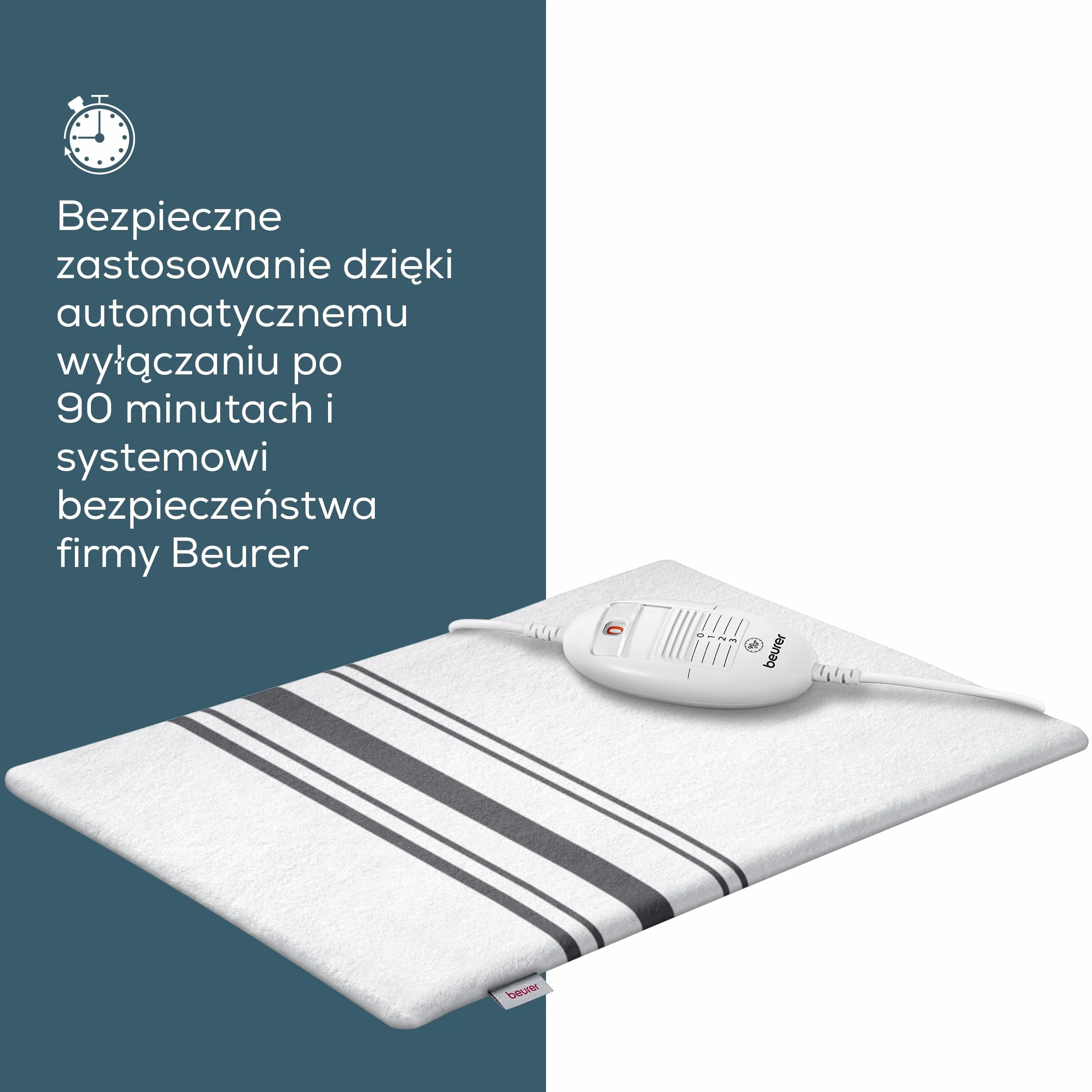 Beurer HK 25 poduszka grzewcza 40x30 cm, 3 poziomy temperatury, automatyczne wyłączanie, pranie w pralce, biało-szara