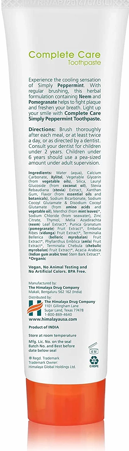Himalaya Botanique Toothpaste - Natural Fluoride Free, SLS, Gluten, Carrageenan Free - Removes Plaque and Bad Breath, Prevents Tooth Decay and Prevents Bleeding Gums 150 g