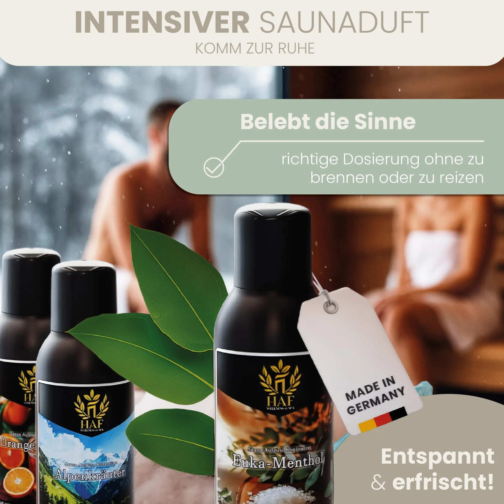 HAF Koncentrat do sauny, lawendowy, 100 ml, zapach sauny z naturalnymi olejkami eterycznymi, napar do sauny bez sztucznych dodatków, olejek do sauny zapewniający intensywny i długotrwały zapach