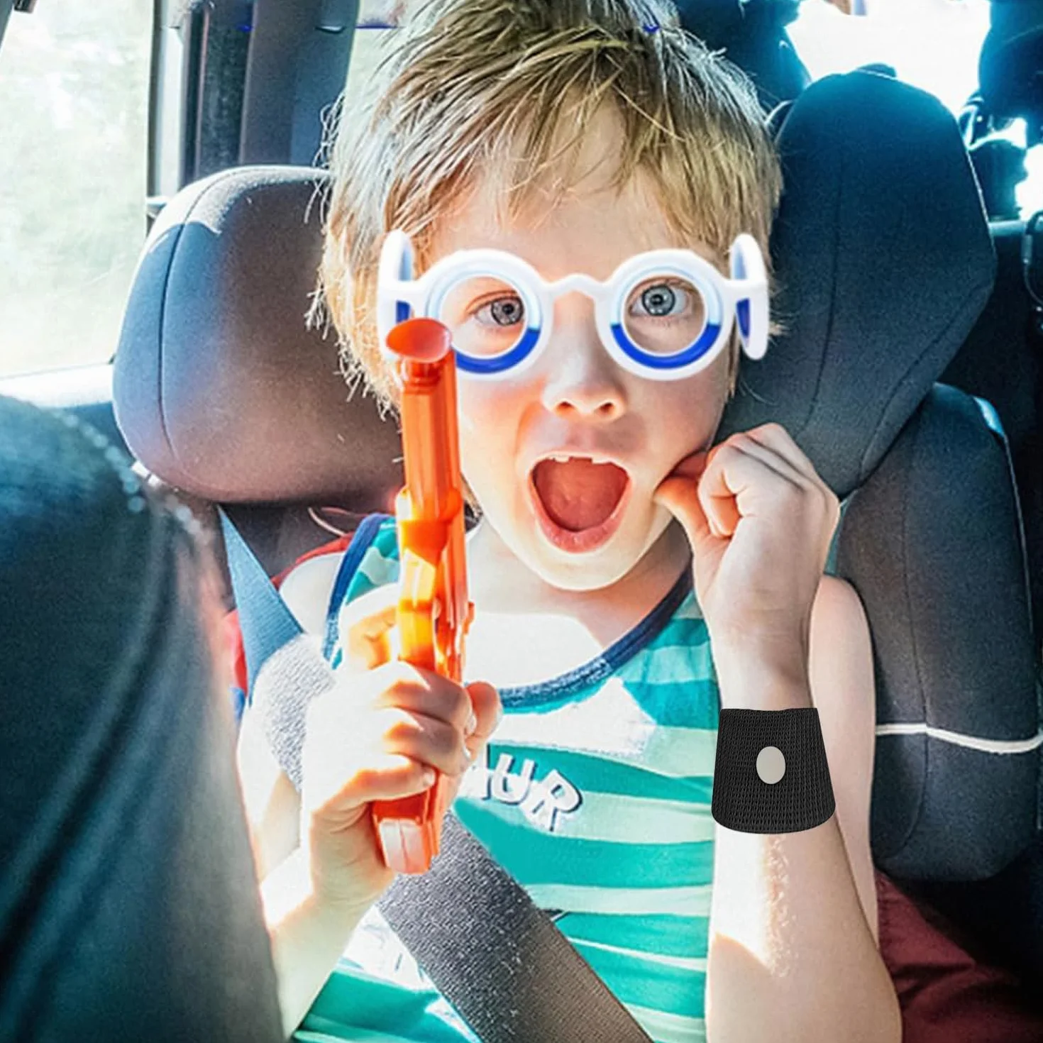 Zestaw okularów Motion Sickness dla bólu morskiego, zestaw okularów, bransoletki przeciwbakteryjne, przeciw nudnościom akupresury, przenośne łagodzenie nudności na choroby morskie, choroba