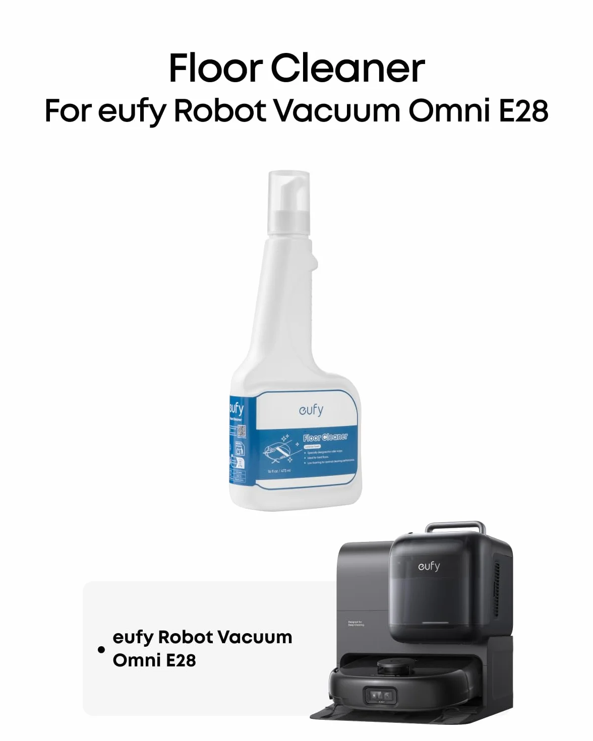 eufy RoboVac Płyn do czyszczenia twardych podłóg, stosunek rozcieńczenia 1:200, 473 ml, środek do czyszczenia podłóg, przyjazny dla środowiska, na bazie roślin, kompatybilny z C28/E28