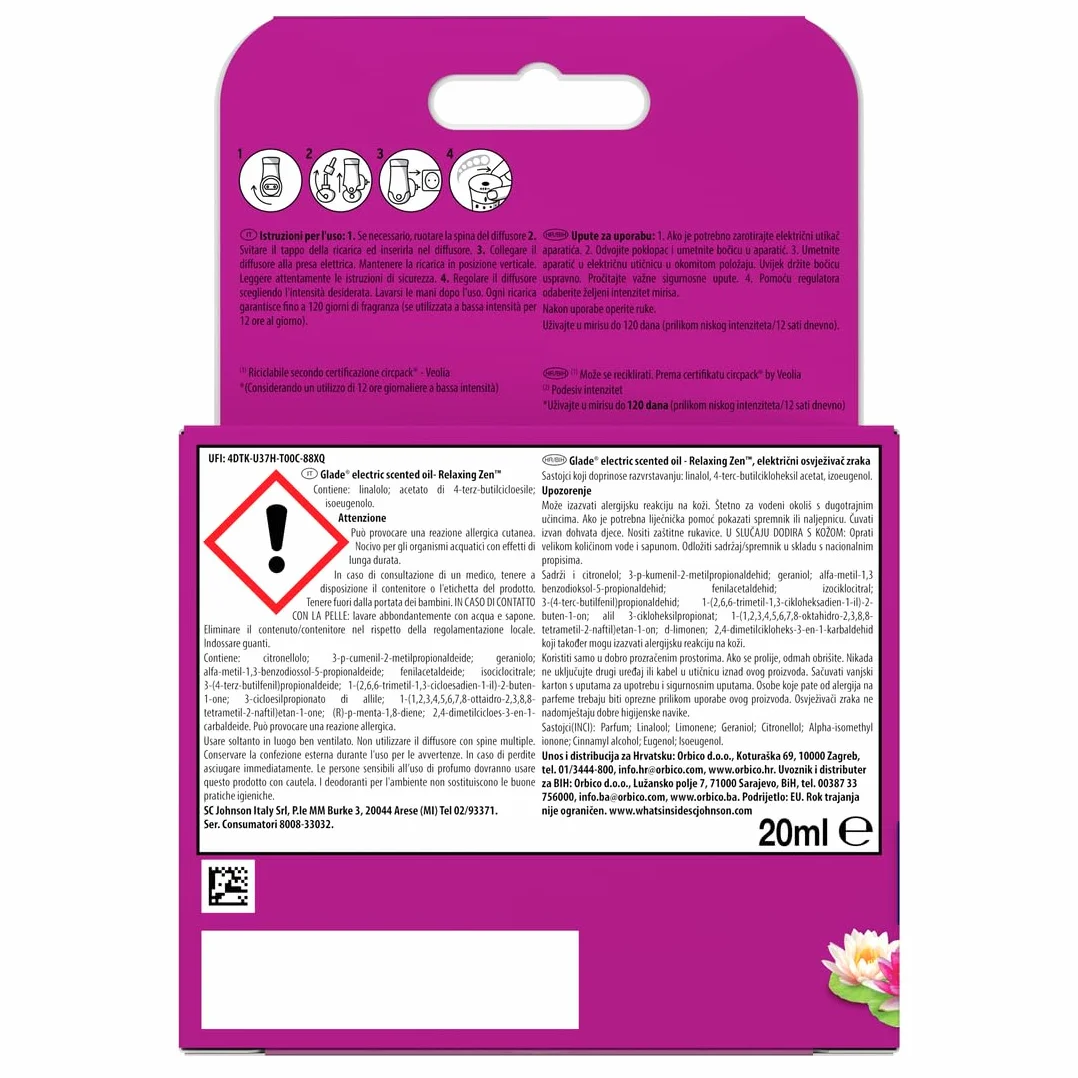 Glade Elektryczny odświeżacz powietrza Relaxing Zen 1 dyfuzor 1 wkład