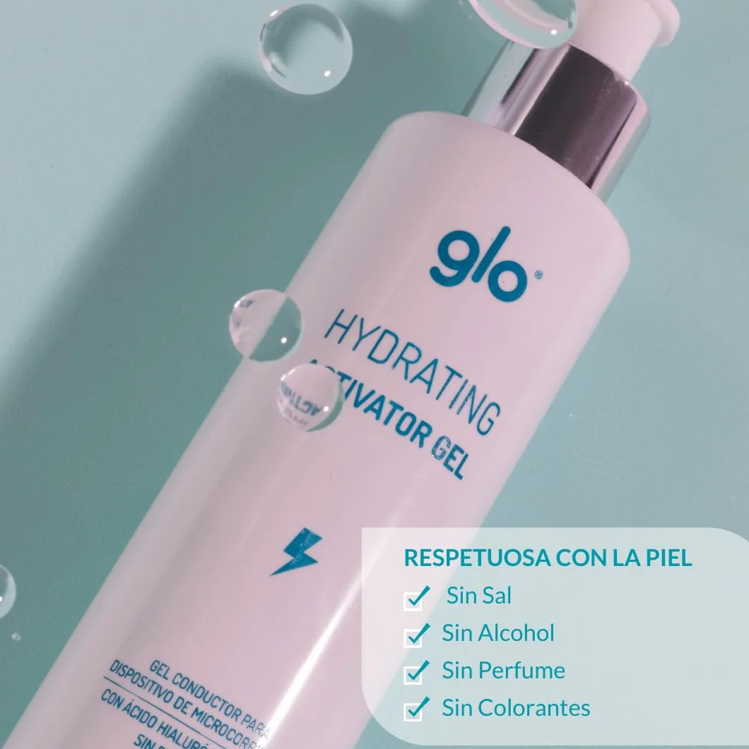 Glo - Żel przewodzący mikroprądy | Wzbogacony kwasem hialuronowym | Przeznaczony do użytku twarzy - 200 ml