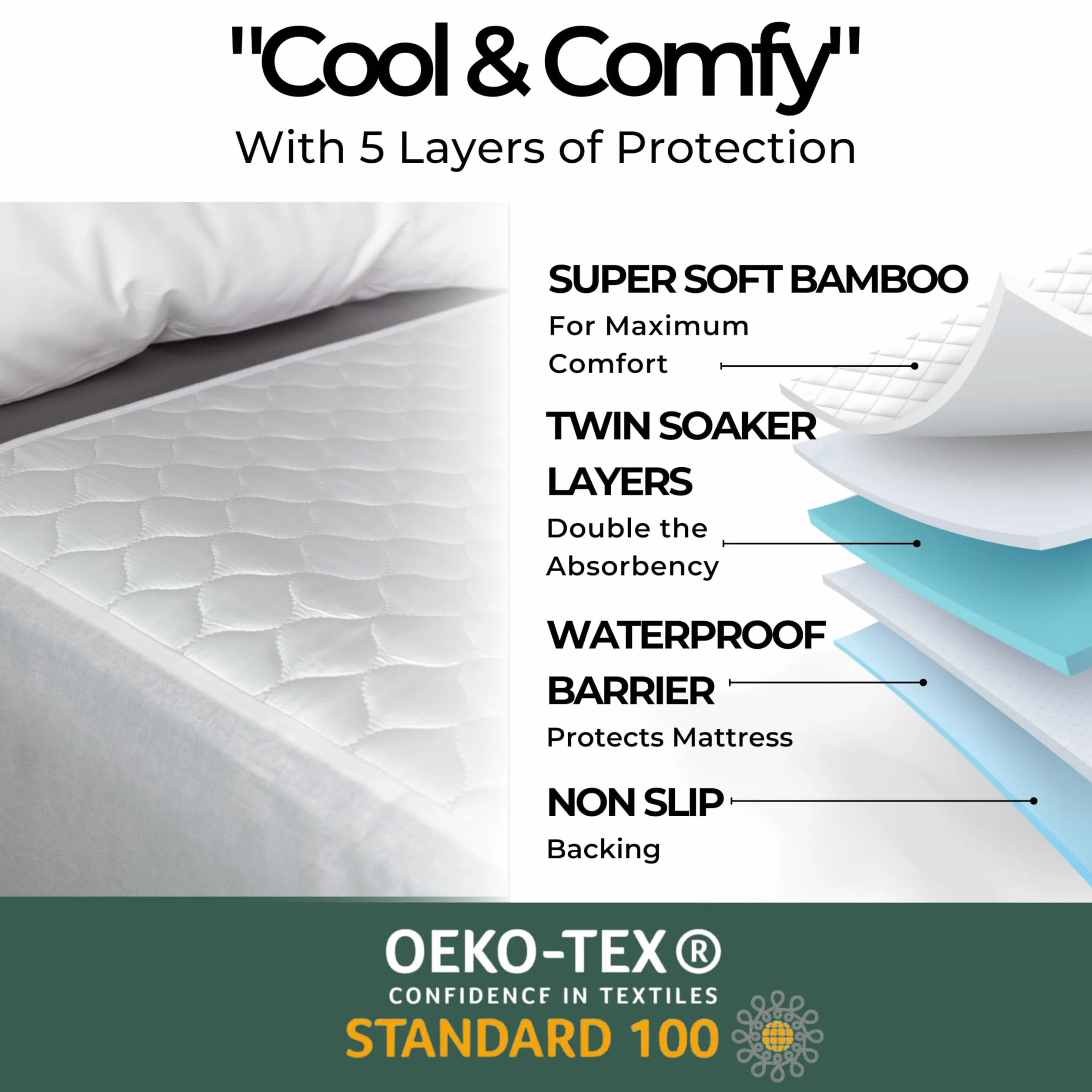 Hygge Sheets® ️ bambusowe prześcieradła dla dorosłych i dzieci, łóżka typu king-size, 100% wodoodporne prześcieradła do zwilżania, ochraniacze na łóżka na nietrzymanie moczu, wielokrotnego użytku,