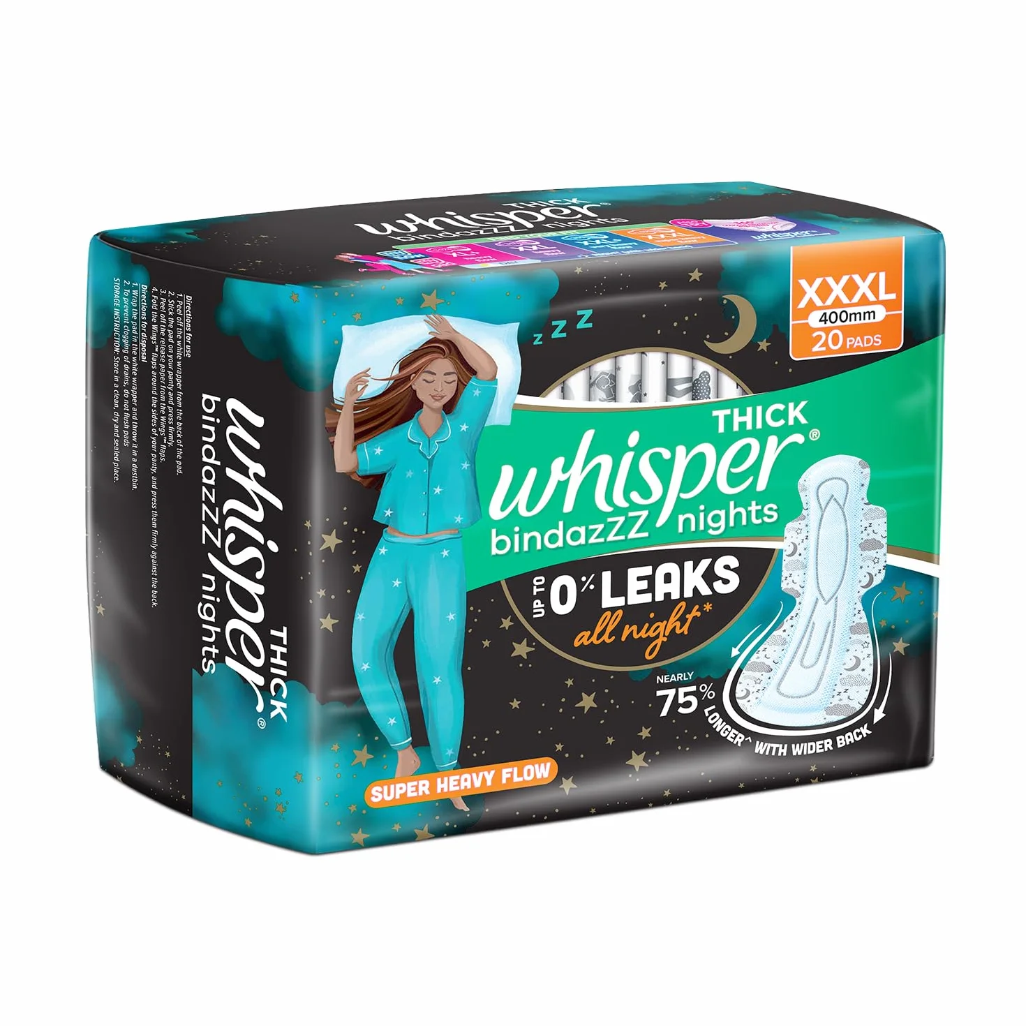 Whisper Podpaski higieniczne Ultra Night dla kobiet, XXXL 20 serwetek