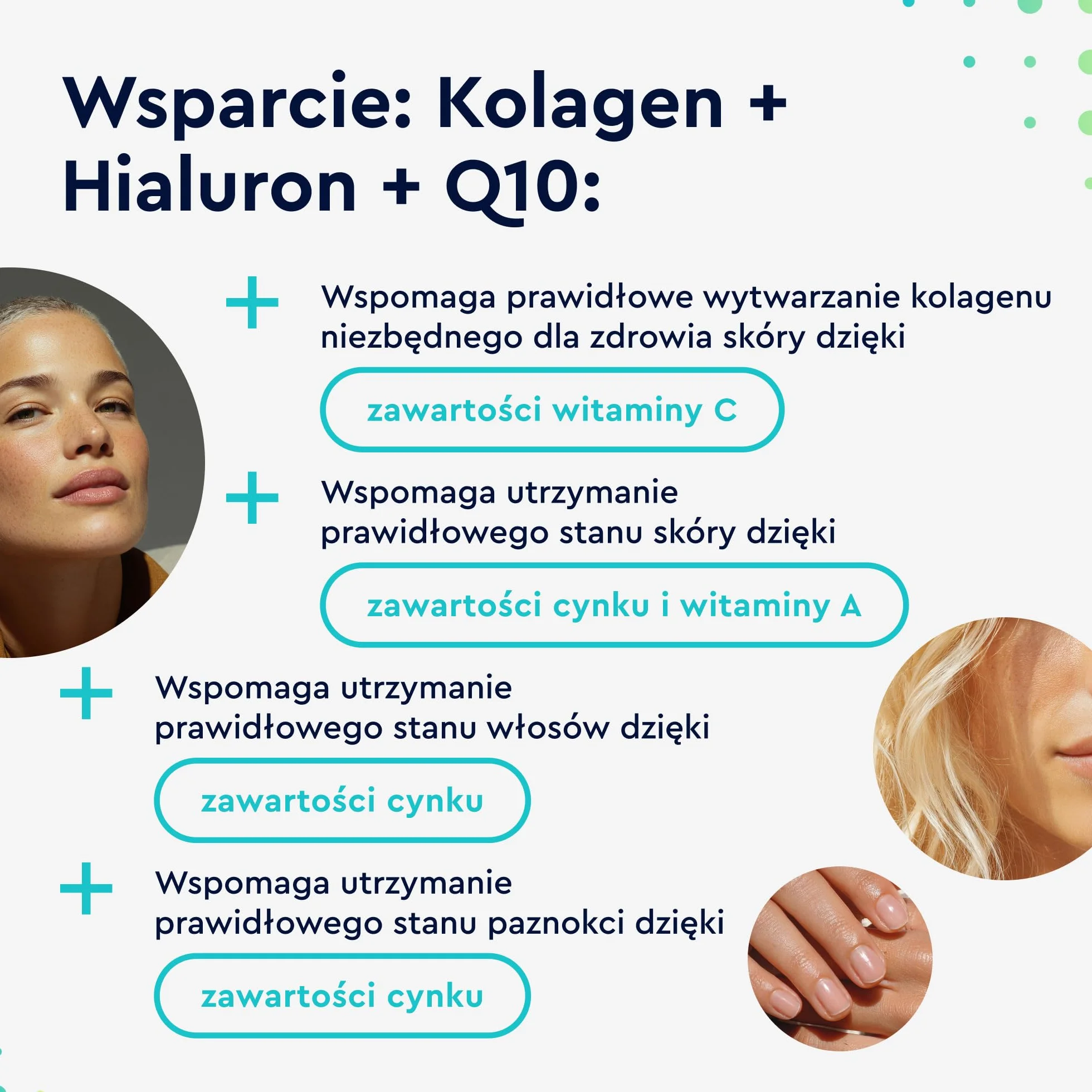 Kolagen+koenzym Q10+kwas hialuronowy - Premium: Kolagen morski - Z cynkiem, magnezem, witaminą B12, D3, A i C - 60 kap. - Testowane laboratoryjnie, wysoka dawka bez dodatków, wyprodukowane w Niemczech