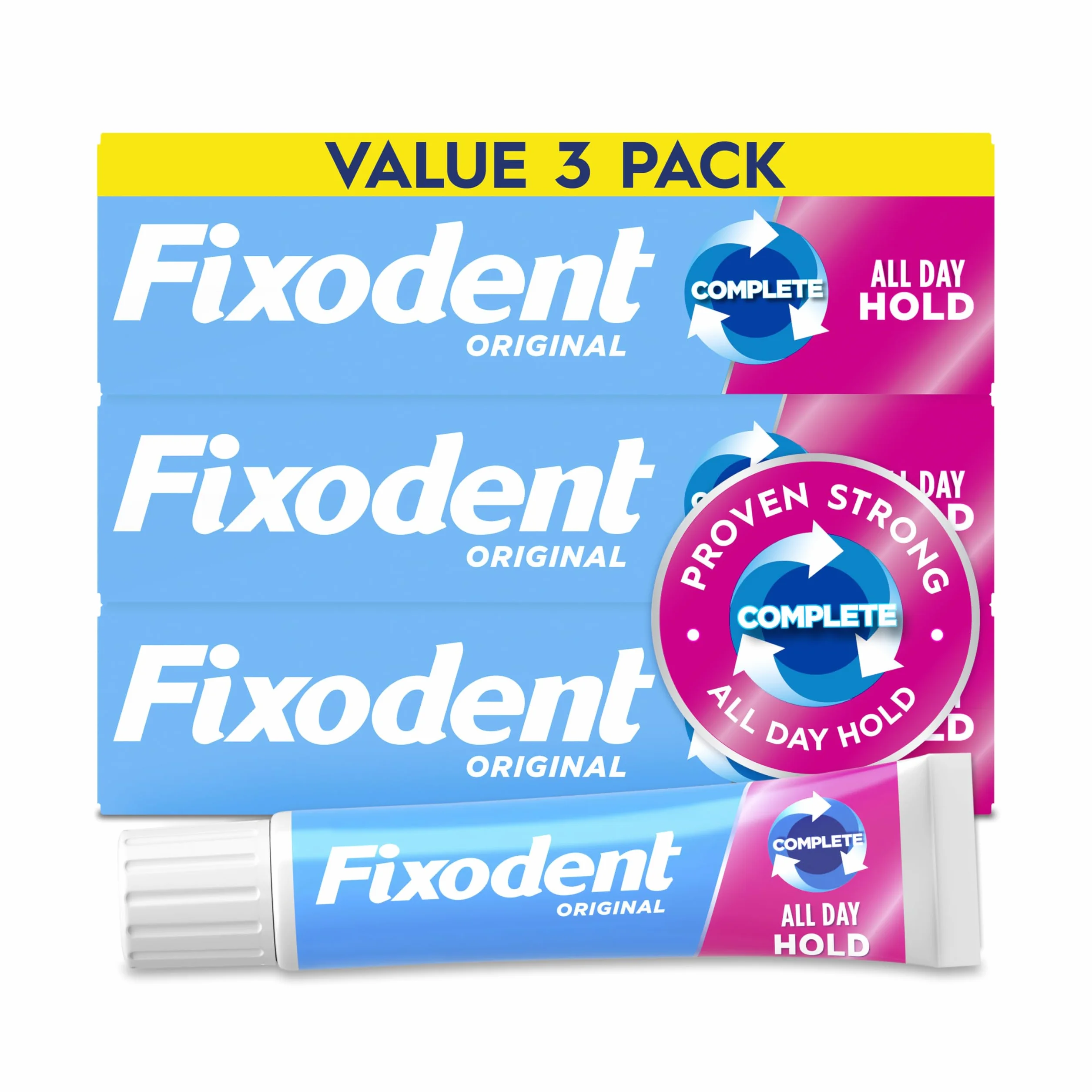 Fixodent Kompletny oryginalny krem do protez, 68 ml, 3 szt