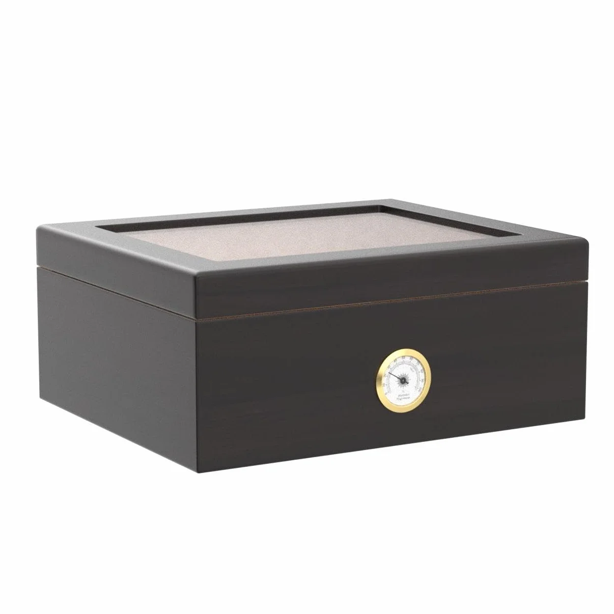 Humidor do Cygar Ręcznie Wykonany Hiszpania rdzeń cedrowy Nawilżacz Rozdzielacz Higrometr Czarny 30-50 cygar