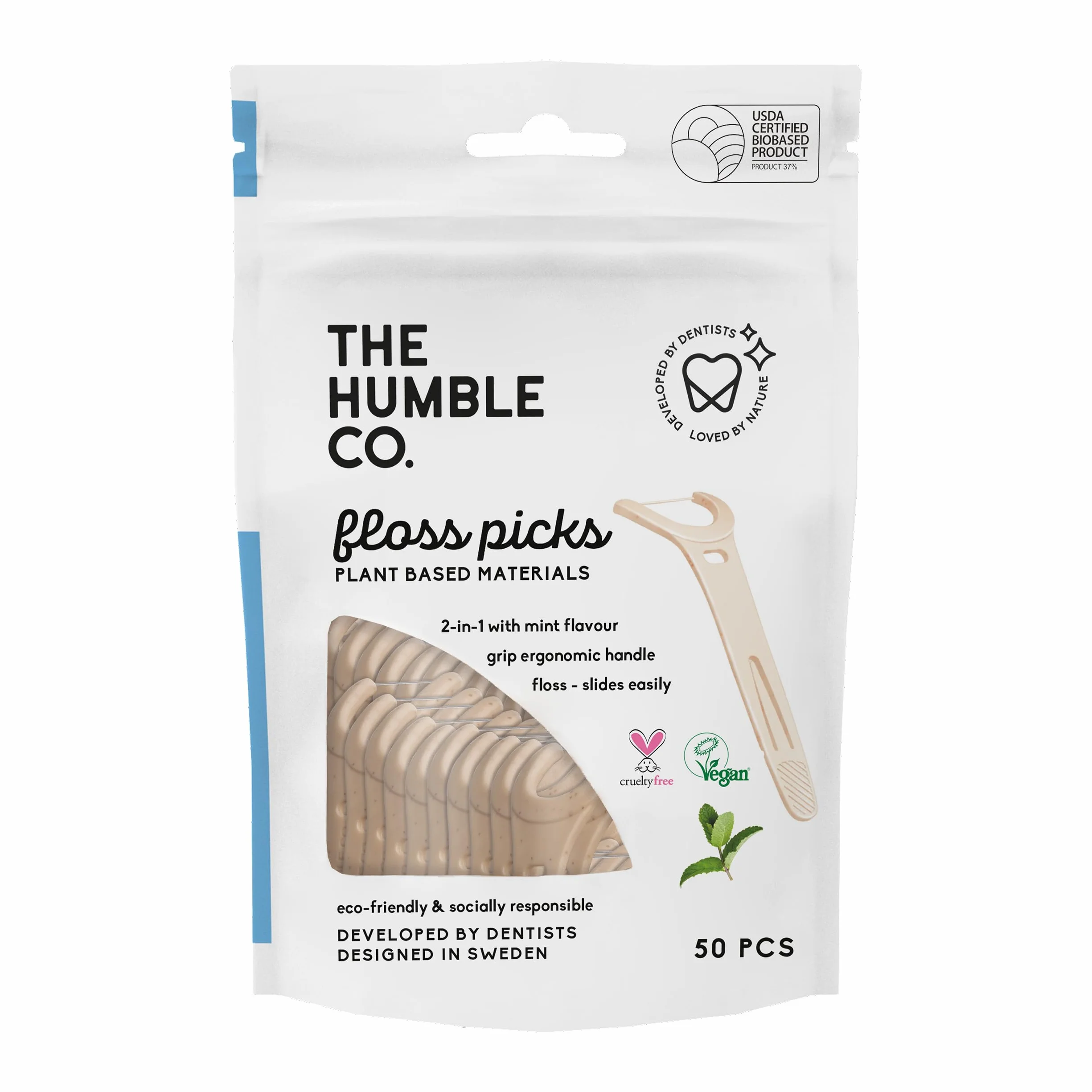 The Humble Co. Podstawowe kostki do nici miętowej, 150 sztuk