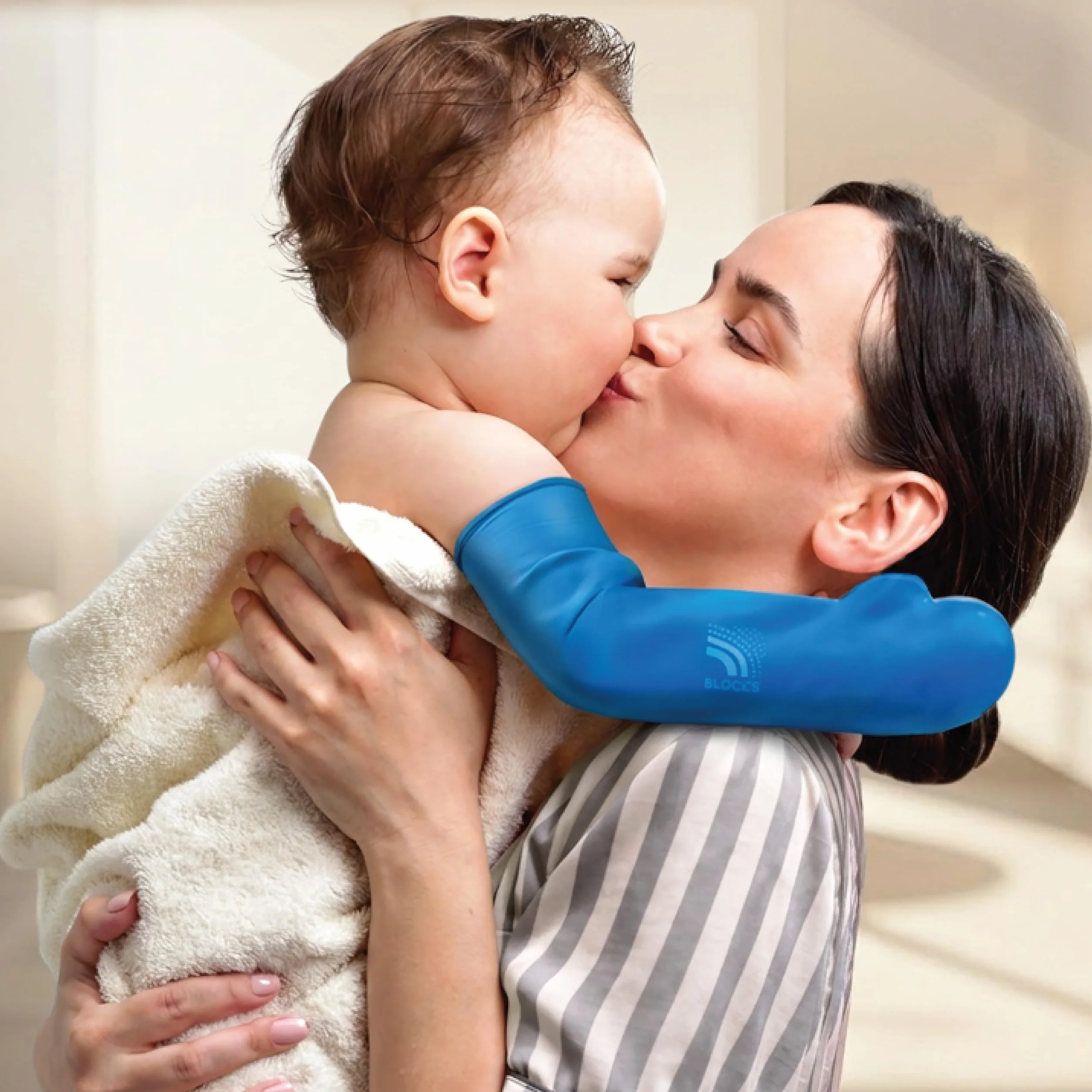 BLOCCS 100% wodoodporny ochraniacz na gips – Baby Bloccs (12–36 miesięcy) – wielokrotnego użytku ochraniacz pod prysznic, do kąpieli i pływania – XS