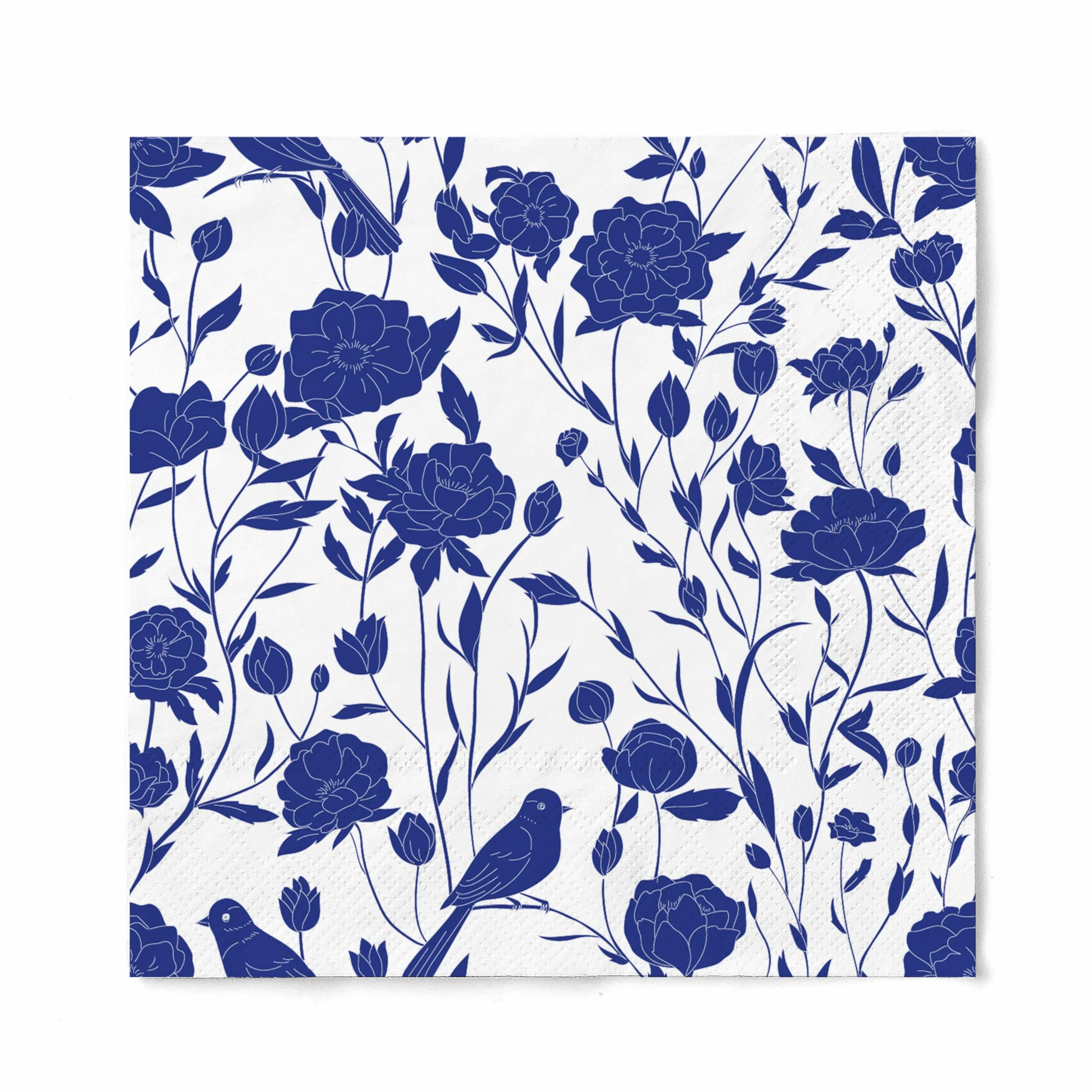 Designerskie serwetki papierowe, 3-warstwowe, 16,5 x 16,5 cm, jednorazowe, dekoracyjne, niebiesko-białe, porcelanowe, obiadowe, koktajlowe, na wesele, urodziny, przyjęcie rocznicowe, baby