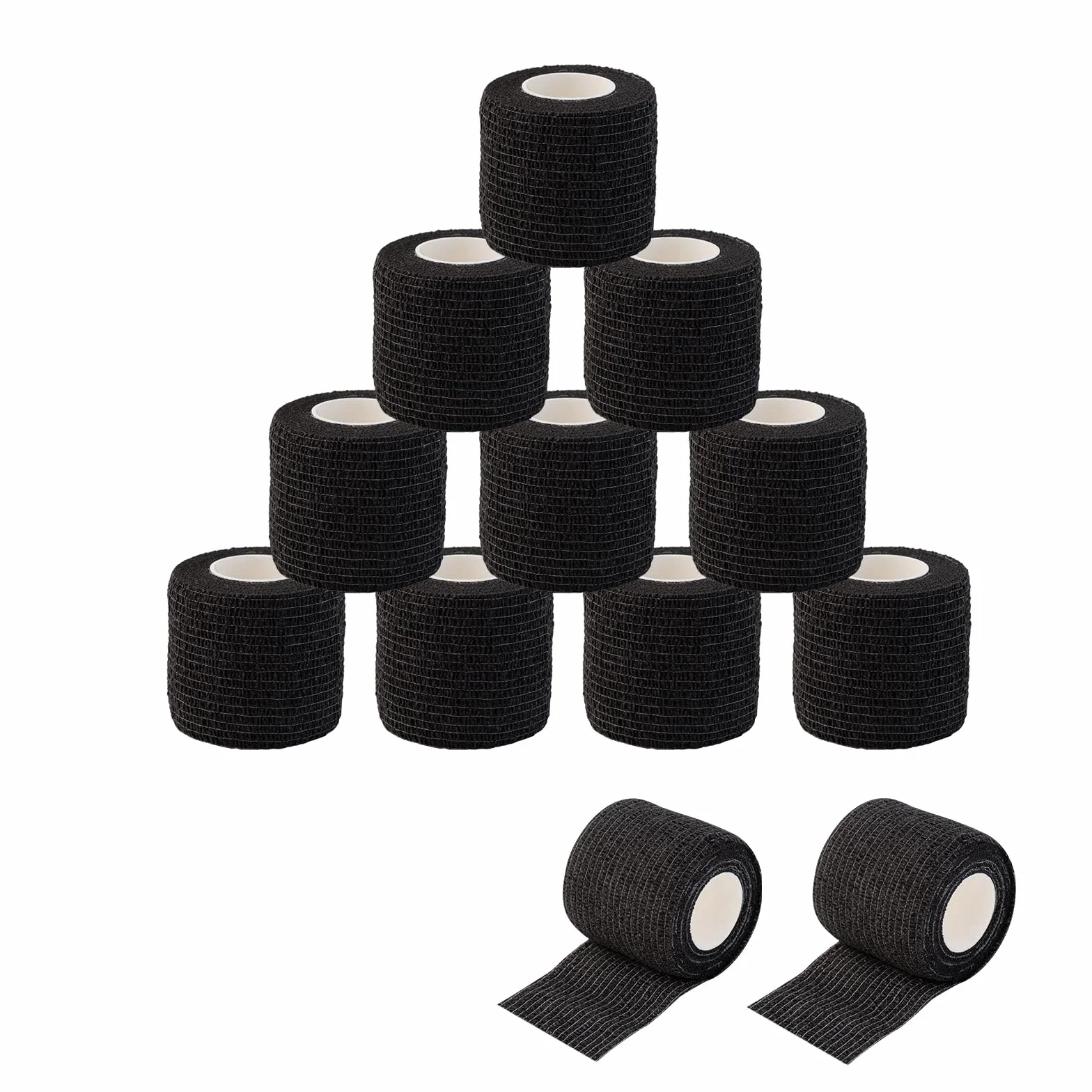 EZ Tattoo Taśma Grip Tape – 12 sztuk (5 cm x 4,5 m) samoprzylepna taśma do obrzęków nadgarstka i skręcenia kostek, jednorazowa rolka do tatuażu (czarna)
