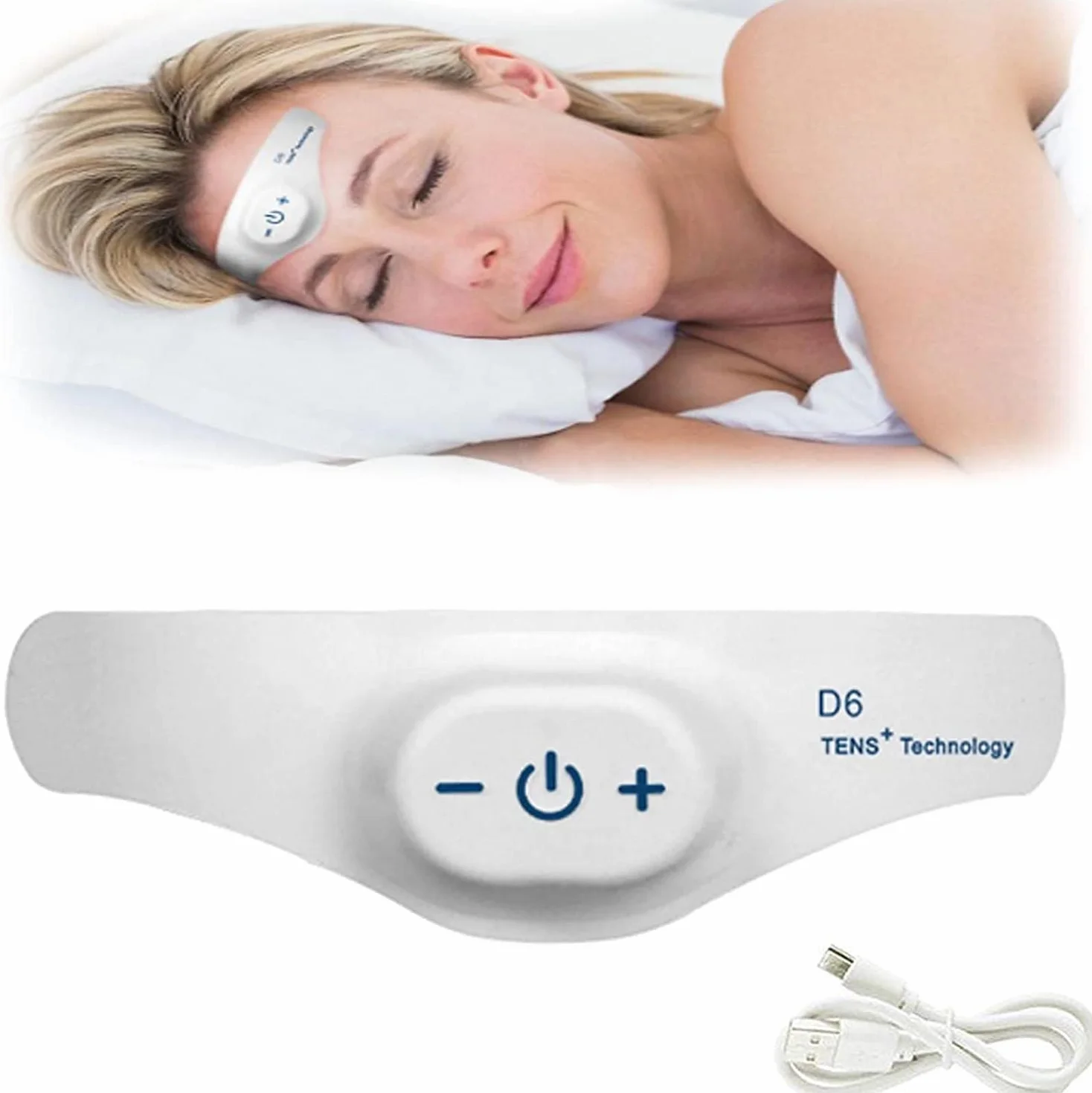 Dreamate TENS+ masażer do spania łagodzący bóle głowy, elektryczny masażer do głowy, mikroprąd urządzenie wspomagające sen Bezsenność Instrument do spania Ulga w ciśnieniu