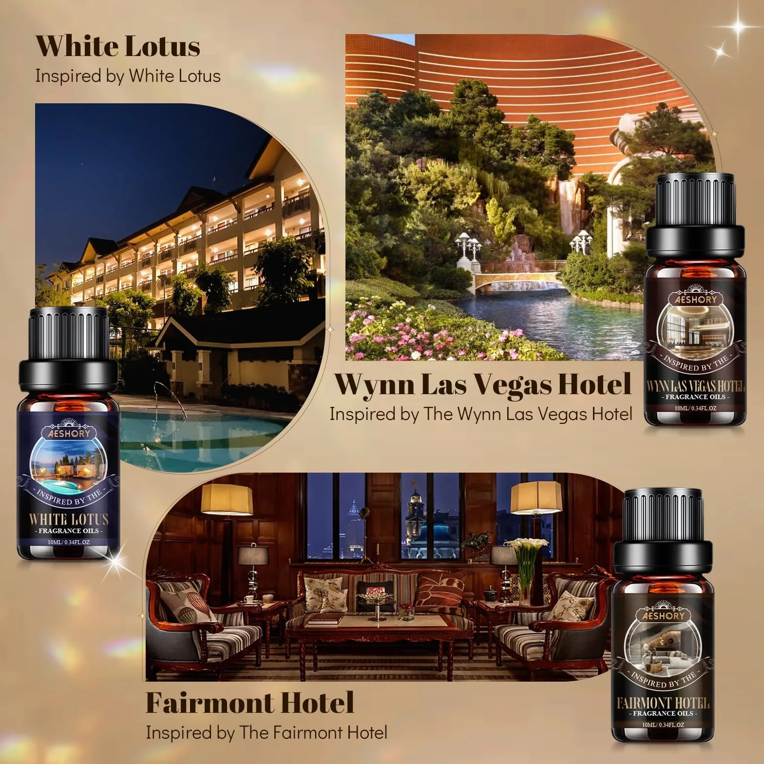 Aeshory Zestaw Olejków Zapachowych Do Hotelu, 6 x 10 ml Olejków Eterycznych Do Dyfuzora Domowego, Nawilżacza Powietrza, Aromaterapii, Wyrobu Świec, Odświeżania Powietrza