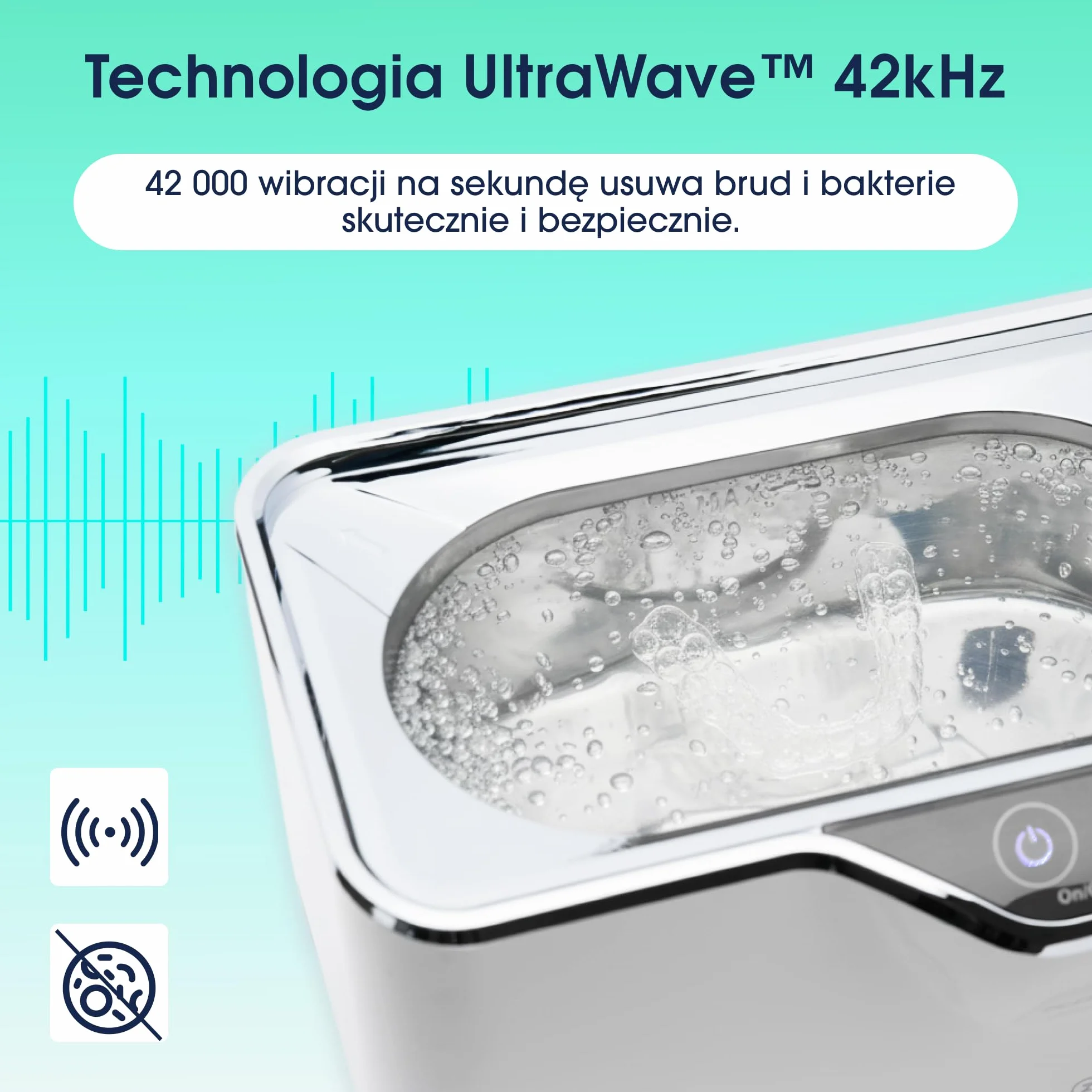 ZENT DeepClean+ Myjka ultradźwiękowa 600 ml do okularów, aparatów ortodontycznych, protez, biżuterii i akcesoriów - 5 Trybów czasowych, System aktywnego chłodzenia, Energooszczędne
