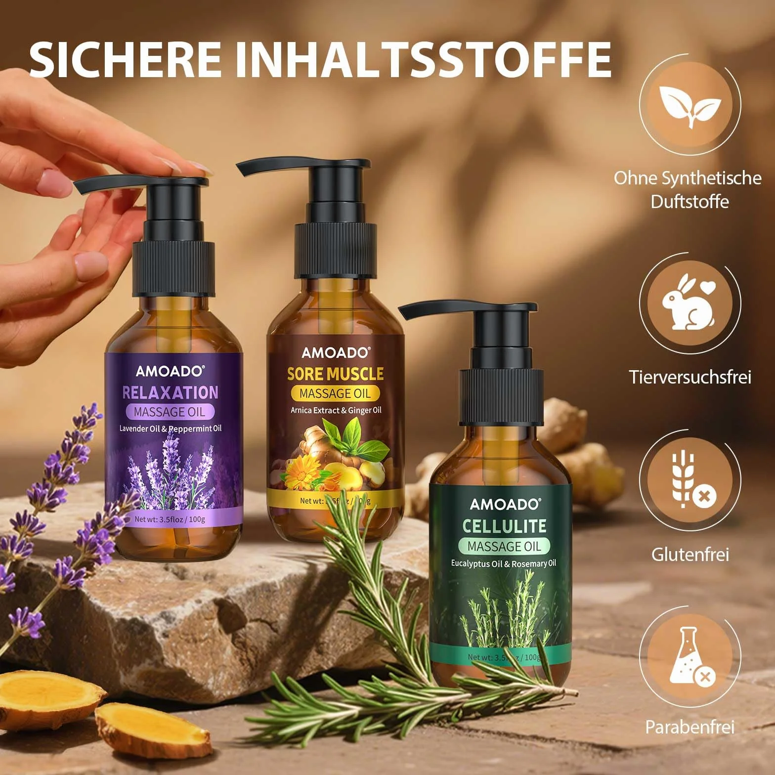 Olejek Do MasażU Terapeutycznego, Olejki Do MasażU Na ObolałE MięśNie, Olejek Arnikowy, Eukaliptus Antycellulitowy, Olejki Eteryczne Z Lawendy, UśMierzanie BóLu I Spa,Wysokiej JakośCi Relaks,3 X 100ml