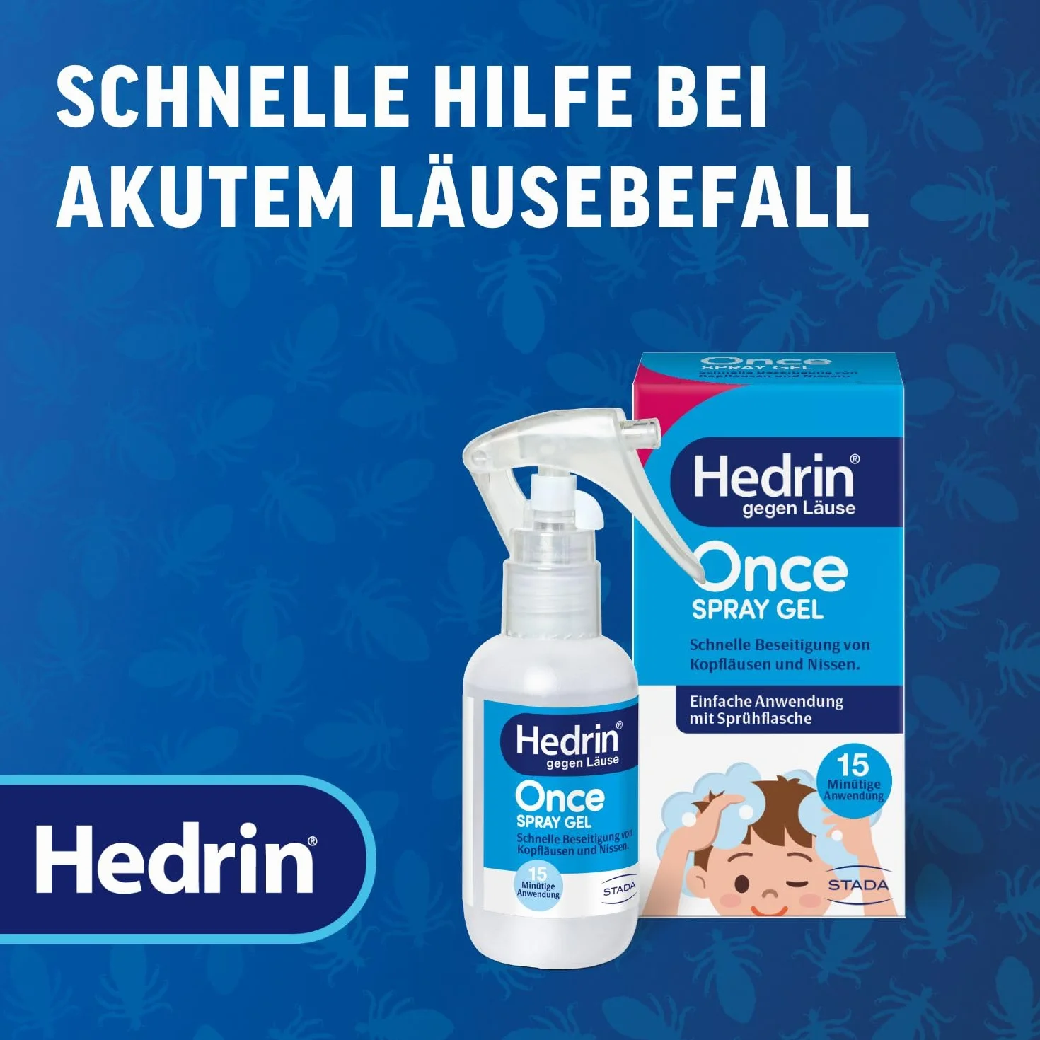 HEDRIN ONCE – żel w sprayu – wszy do rozpylania – szybkie usuwanie wszy i gnid przy użyciu tylko jednego zastosowania – udowodniona klinicznie skuteczność – 1 x 60 ml