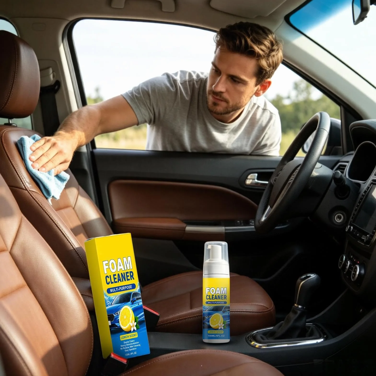 Multi Purpose Foam Cleaner, Upholstery Cleaning Spray 150 ml, All Deep Foam for Bathroom Kitchen Car Interior Countertop Toilet Furniture Use, Strong Stain Removal, Home Care Cleaning Solution