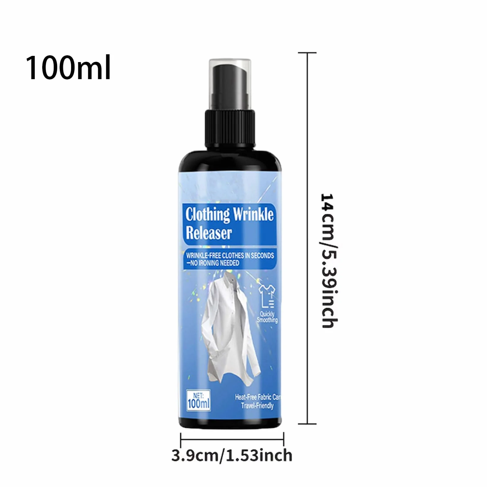 Spray do krochmalenia do prasowania - 100ml Antystatyczny spray prasowania tkanin - Mgiełka zmiękczająca ubrania i odzież, Prania w Domu, Podróży, na Studia, dla Koszul, Obrusów, Pościeli