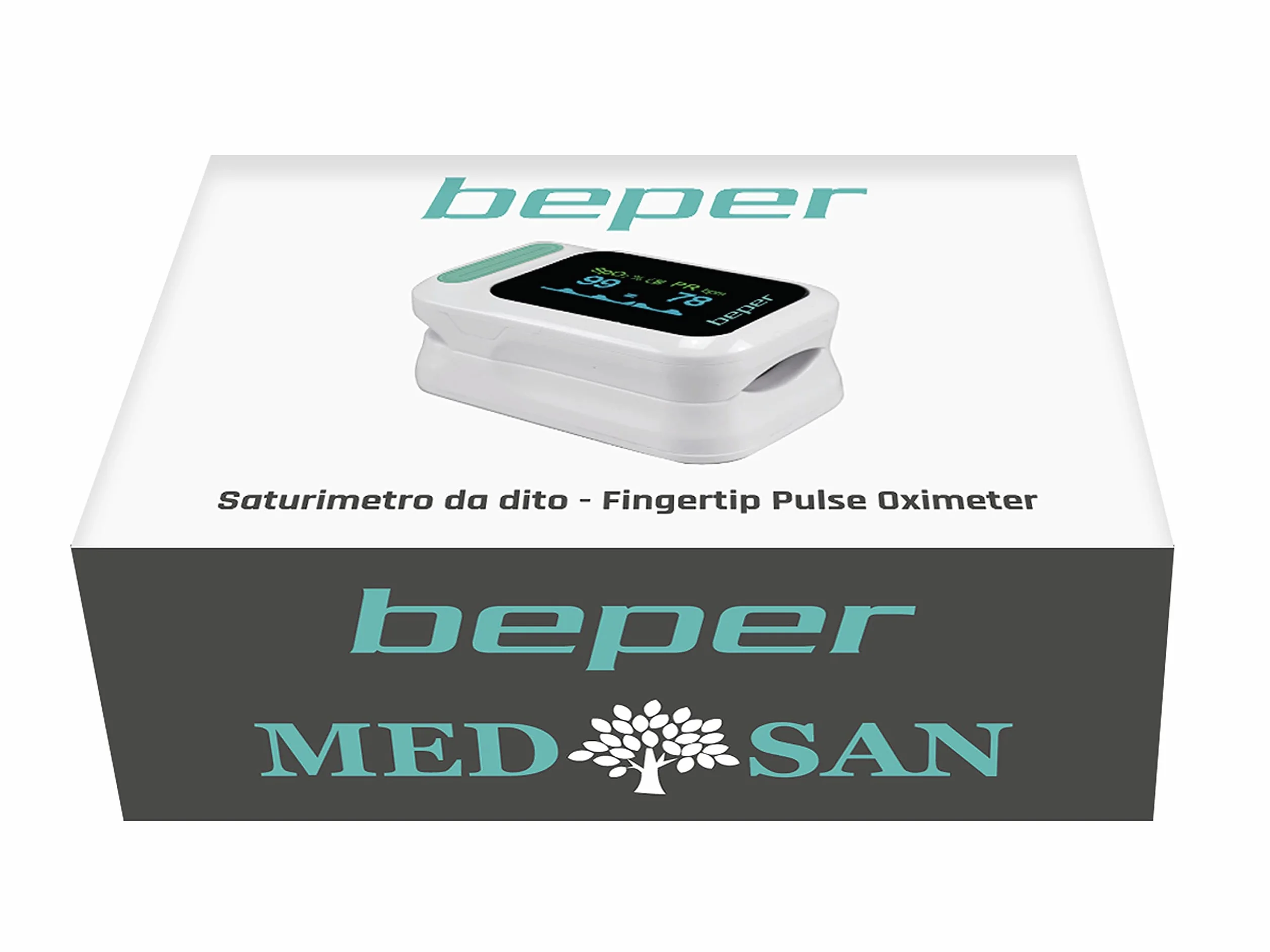 BEPER P303MED050 Pulsoksymetr Palcowy, Oksymetr, Pulsoksymetr Nasycenia Tlenem (Spo2), Częstość Tętna (Pr), Wyświetlacz LED, Zasilanie Bateryjne, Smycz w Zestawie
