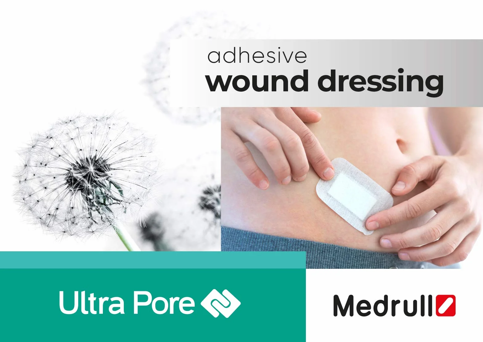 Medrull opatrunek na rany, sterylny, 6 x 7 cm, 75 sztuk, pakowany pojedynczo, ultra pory, miękki plaster na rany, duża siła klejenia, chroni przed zadrapaniami w przypadku skaleczeń