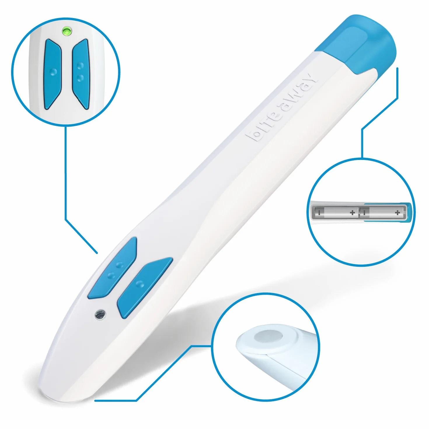 bite away two; oryginalny produkt na ukąszenia; elektroniczny środek na ukąszenia owadów do szybkiego leczenia ukąszeń komarów; sprawdzony klinicznie i przetestowany dermatologicznie