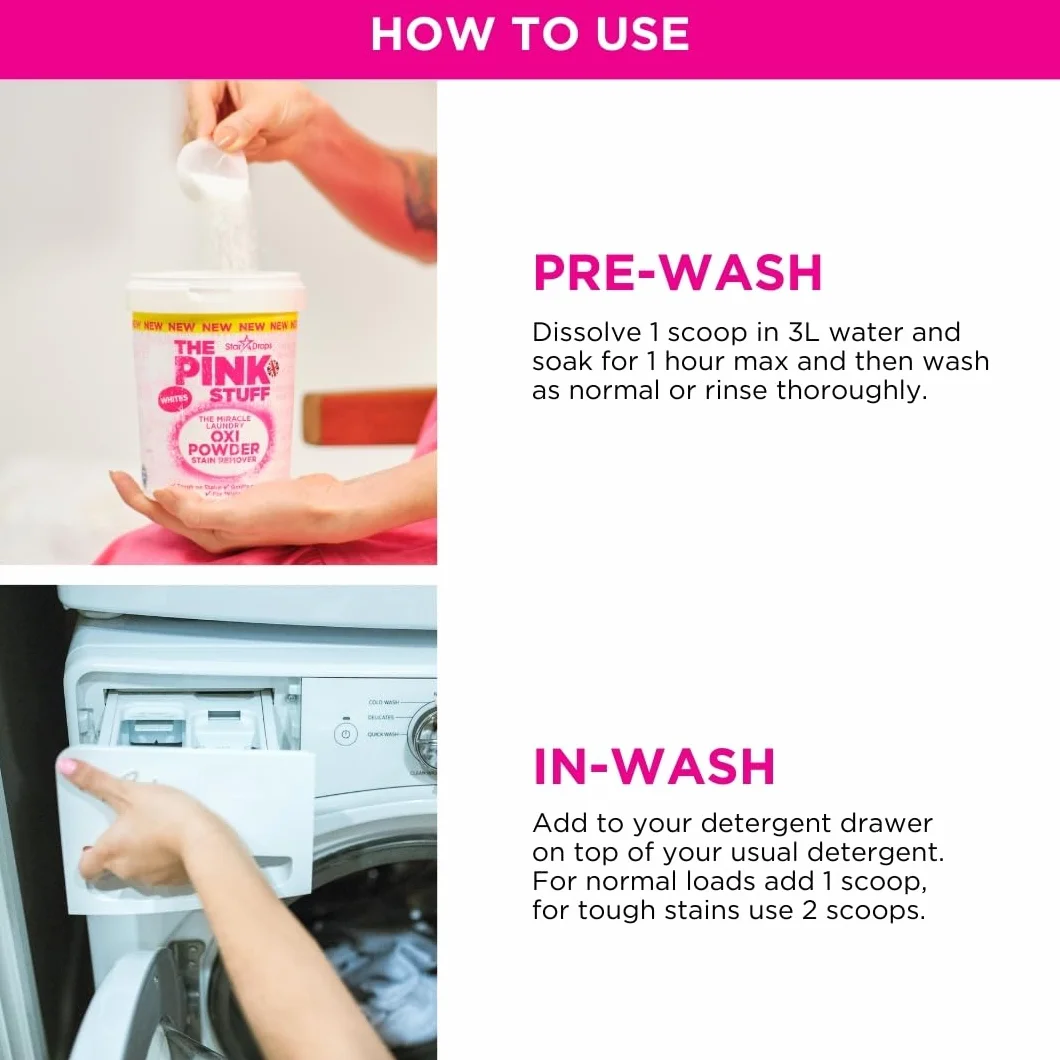 Stardrops The Pink Stuff Miracle Laundry Oxi proszek do usuwania plam 1 kg