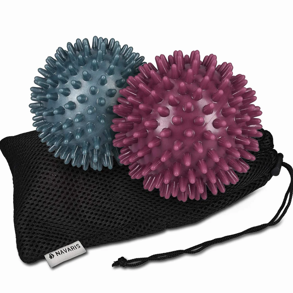 Navaris Piłka do masażu - Zestaw 2 piłek do masażu z wypustkami Ø 8 cm średnia i twarda sztywność - piłka z Picot Sport Fitness Pilates Relaks